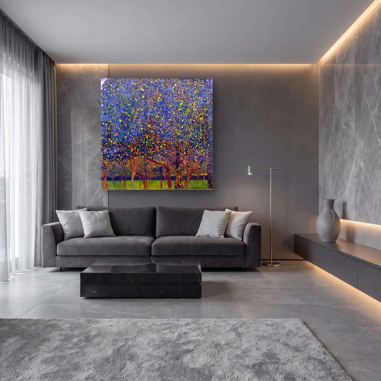 Gustav Klimt – Armut ve Elmalar cam tablo — lüks salon duvarında