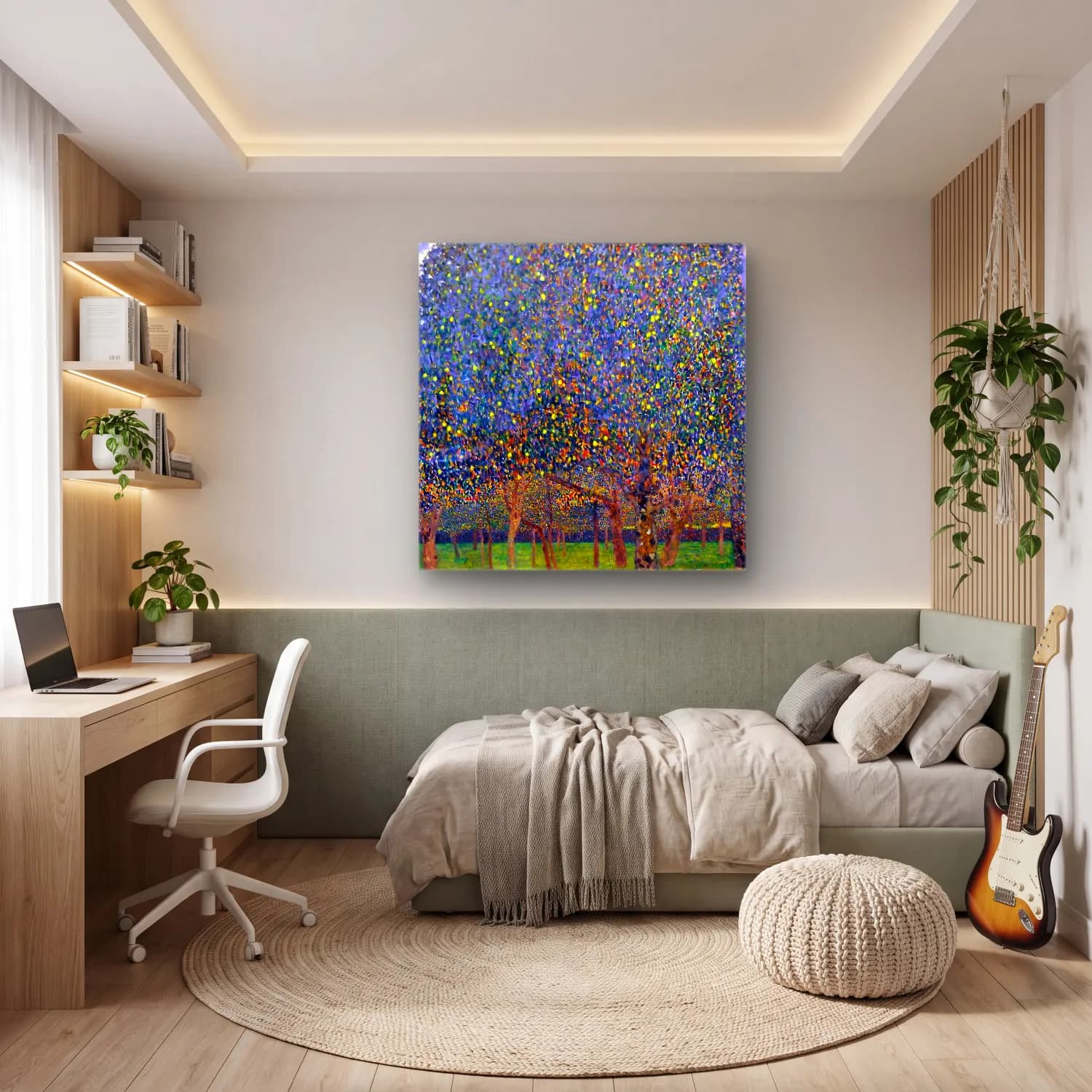 Gustav Klimt – Armut ve Elmalar cam tablo — genç odasında