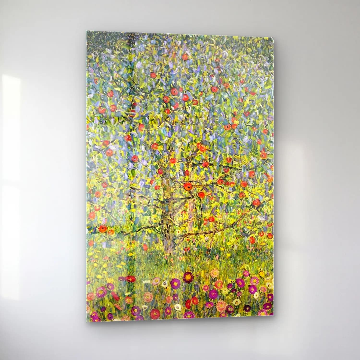 Gustav Klimt – Armut ve Elmalar – Sarı Tonlar cam tablo — sol açıdan görünüm