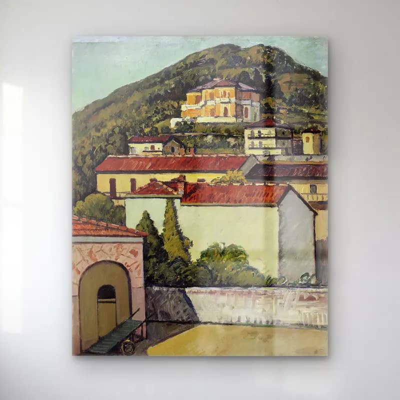 Yağlı Boya Akdeniz Sahil Kasabası No. 15 cam tablo — Yağlı Boya Akdeniz Sahil Kasabası No. 15 — yağlı boya akdeniz sahil kasabası