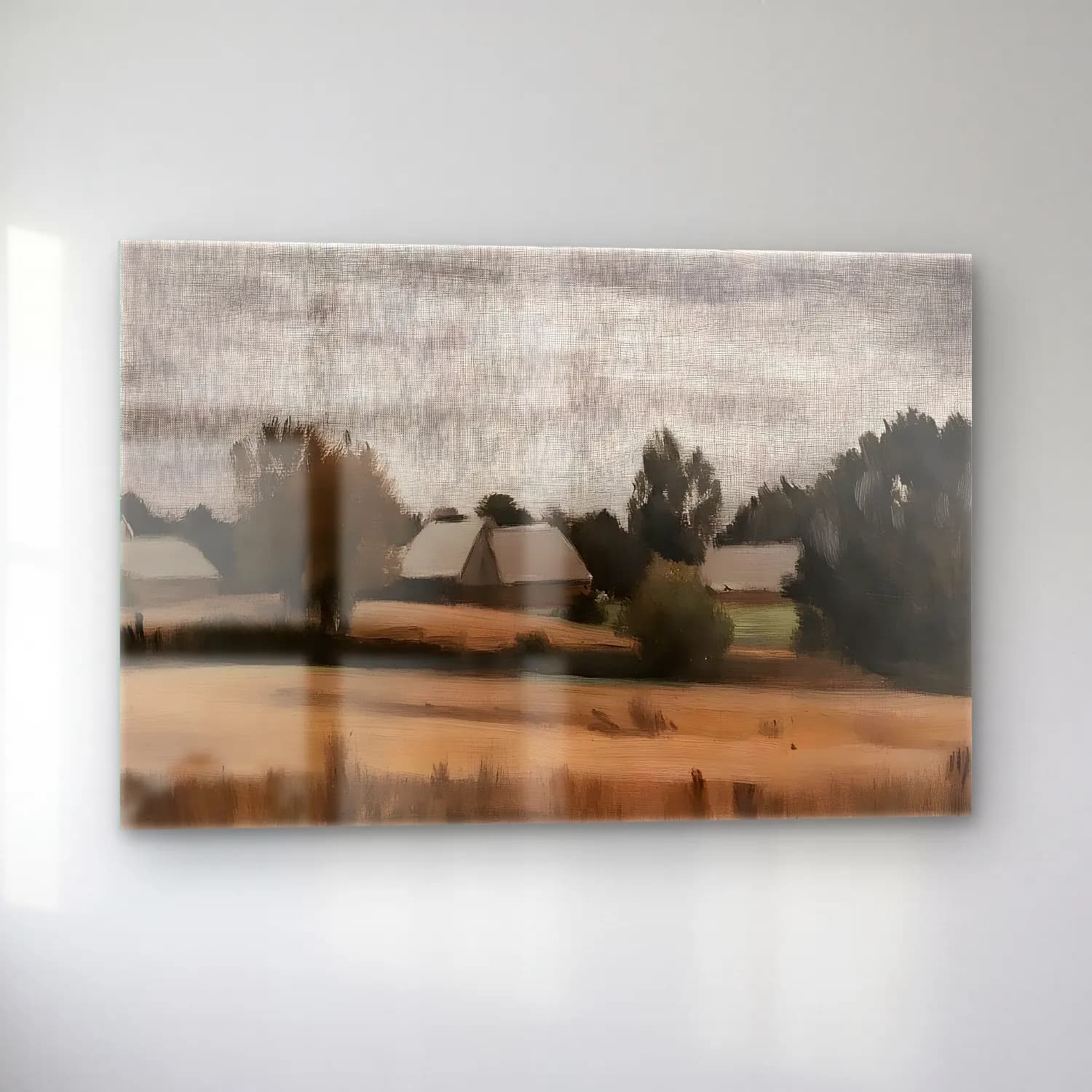 Yağlı Boya Kır Evi No. 44 cam tablo — sol açıdan görünüm