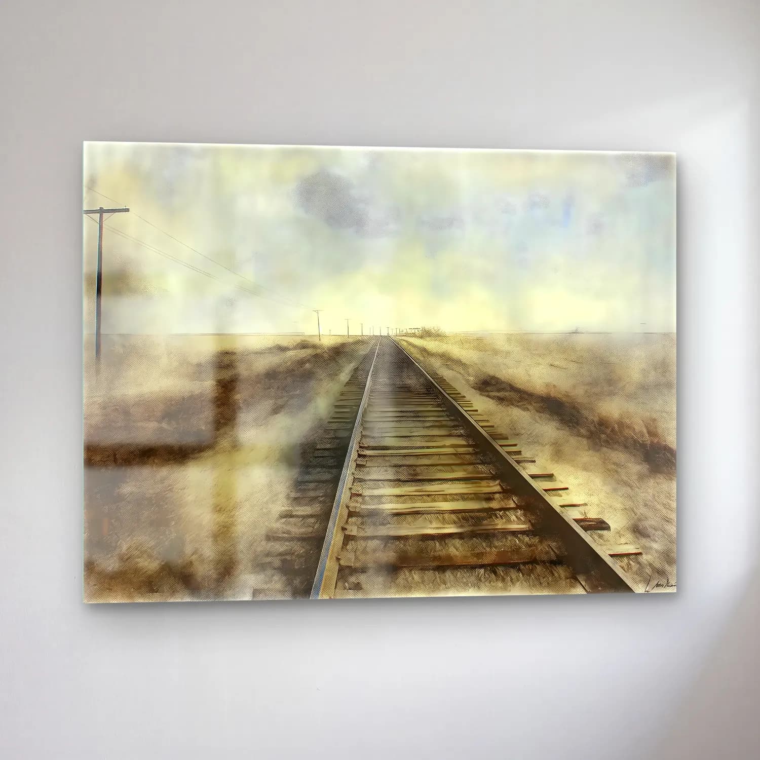 Suluboya Tren cam tablo — sol açıdan görünüm