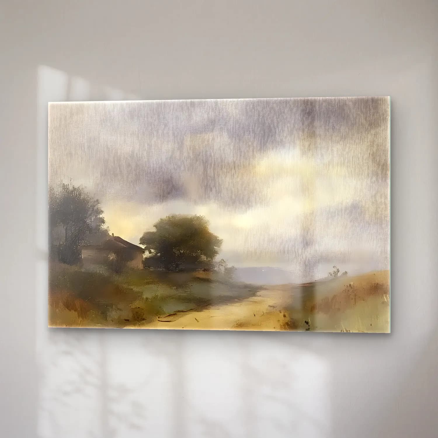 Yağlı Boya Kır Evi No. 59 cam tablo — sağ açıdan görünüm