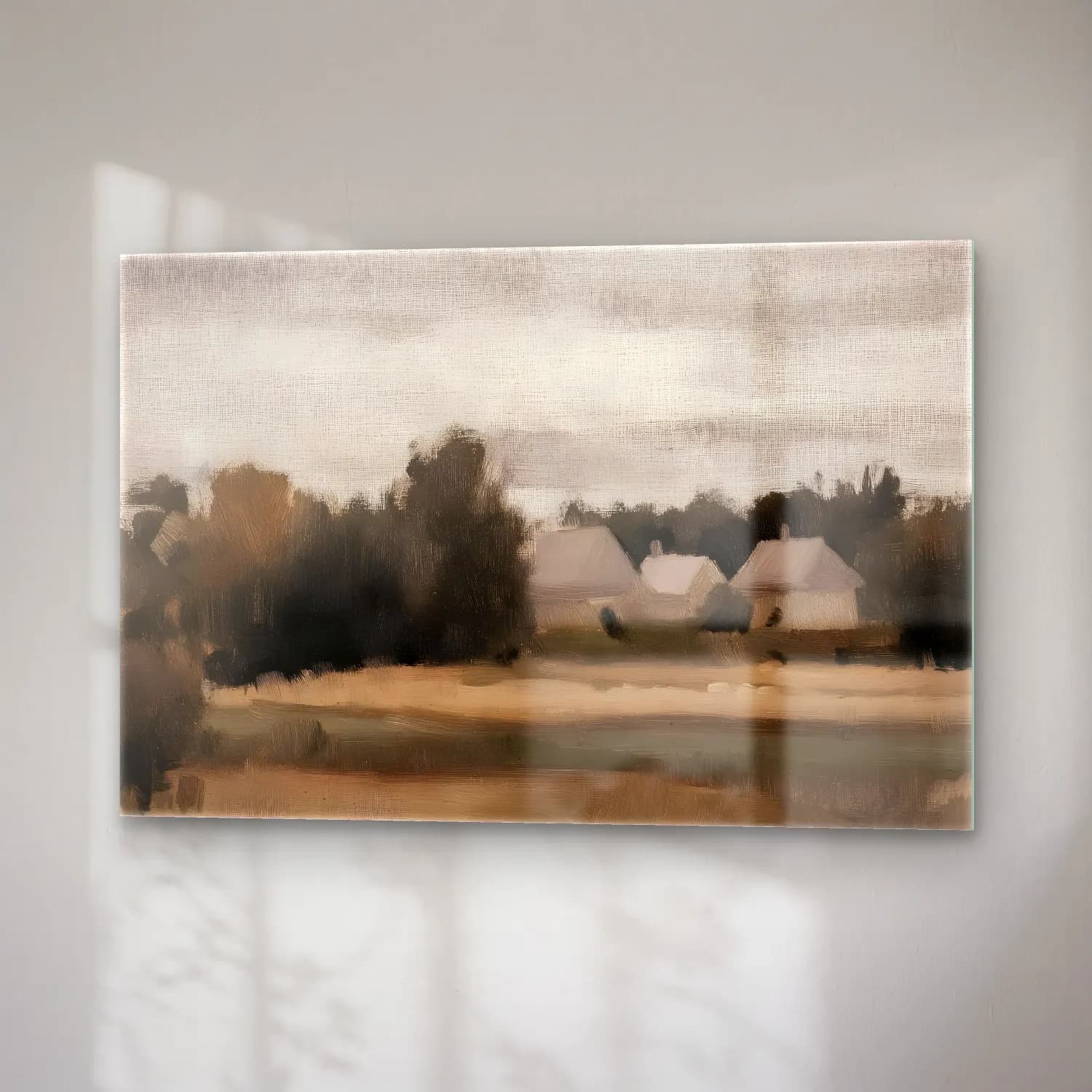 Yağlı Boya Kır Evi No. 60 cam tablo — sağ açıdan görünüm