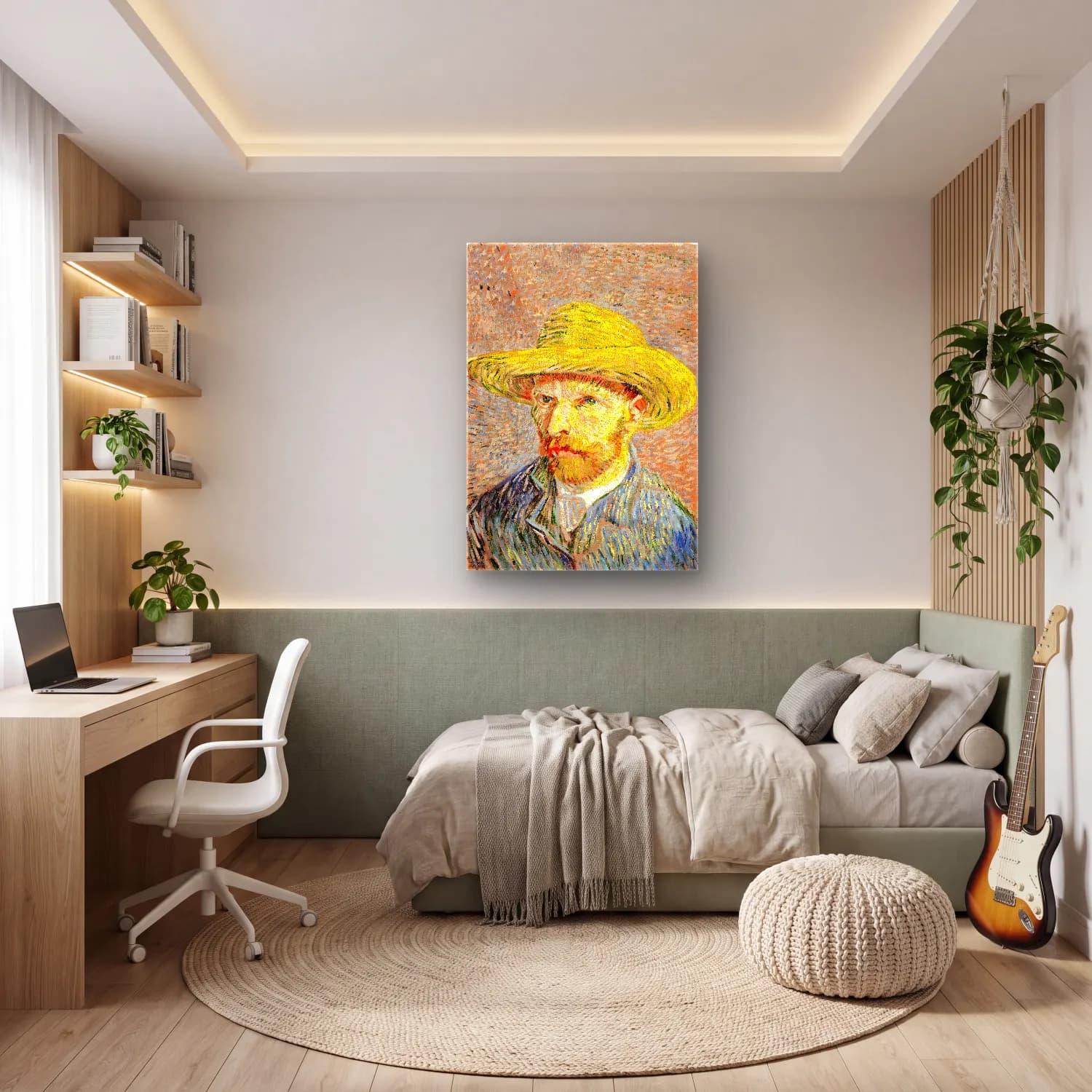 Empresyonist Erkek Portresi – Sarı Tonlar cam tablo — genç odasında