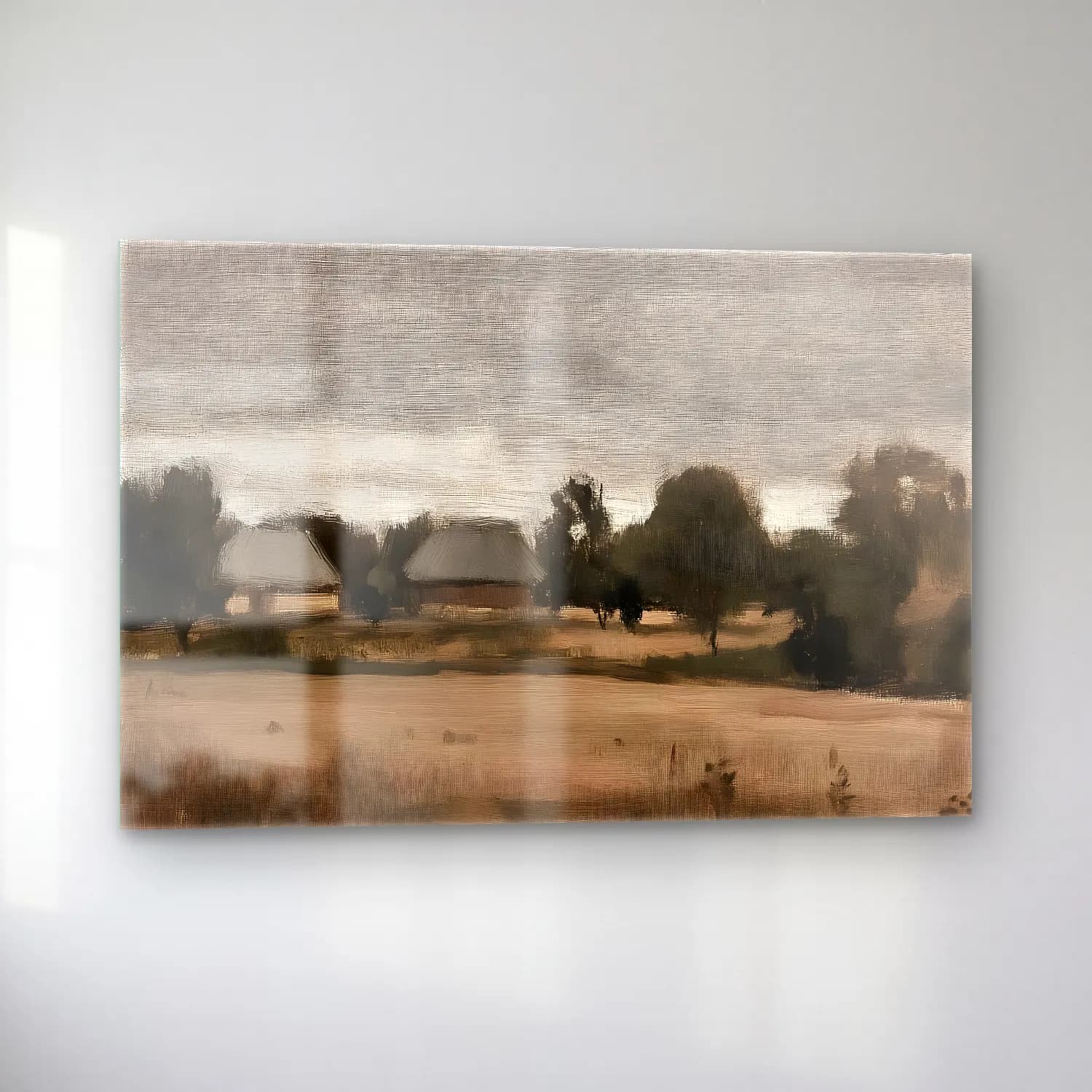 Yağlı Boya Kır Evi No. 62 cam tablo — sol açıdan görünüm
