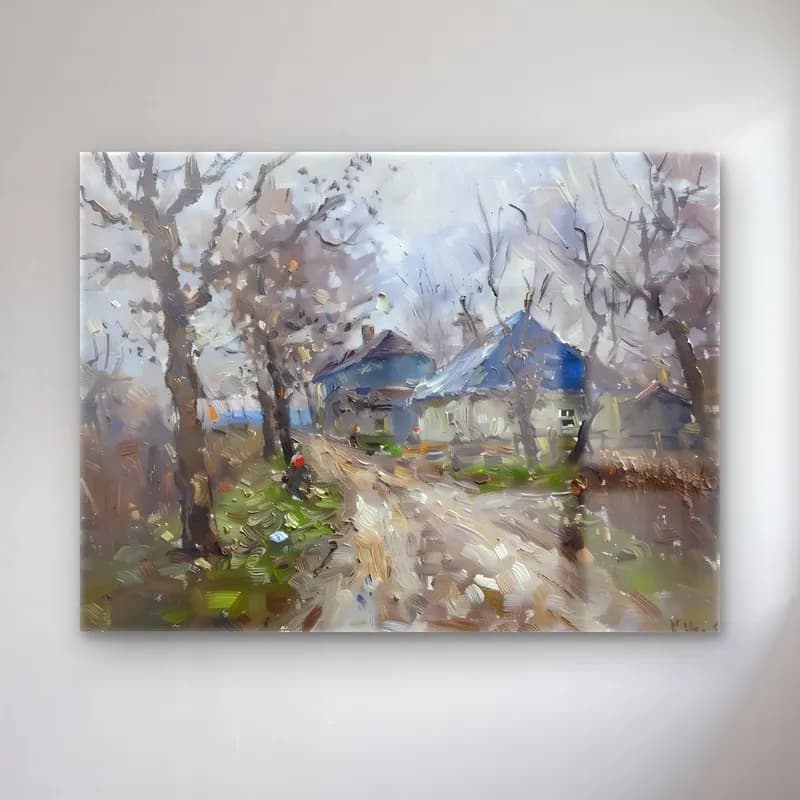 Yağlı Boya Kır Evi No. 64 cam tablo — Yağlı Boya Kır Evi No. 64 — yağlı boya kır evi