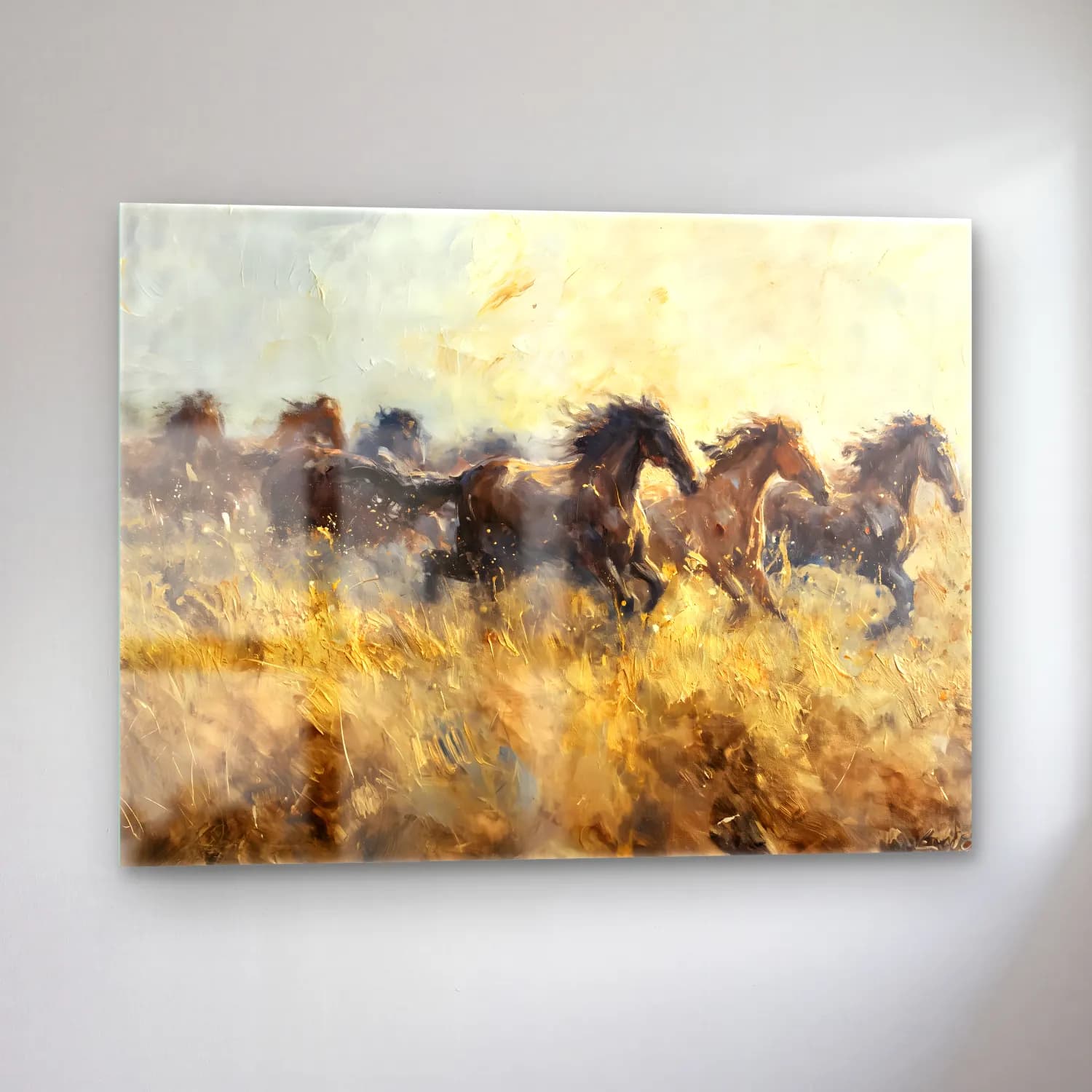 Yağlı Boya At No. 13 cam tablo — sol açıdan görünüm