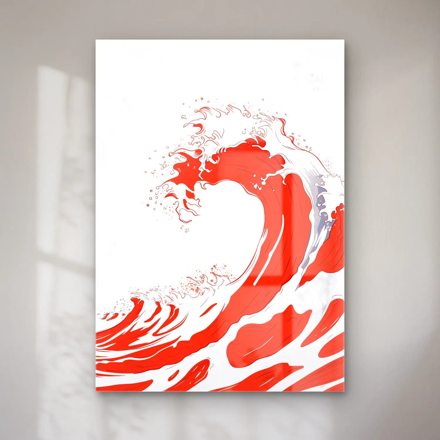 Simple Drawing – Indian Red No. 9 cam tablo — Simple Drawing – Indian Red No. 9 — modern soyut dalgalı sahil