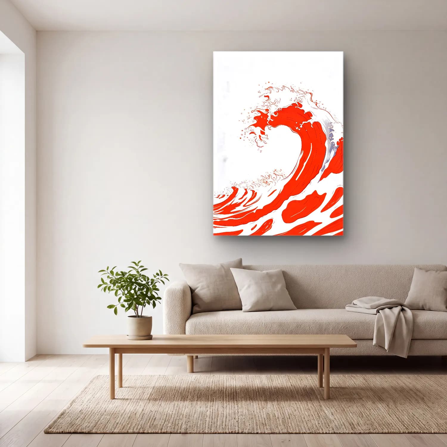 Simple Drawing – Indian Red No. 9 cam tablo — açık renk salonda