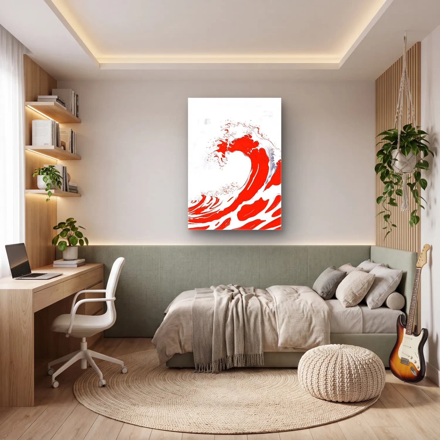 Simple Drawing – Indian Red No. 9 cam tablo — genç odasında