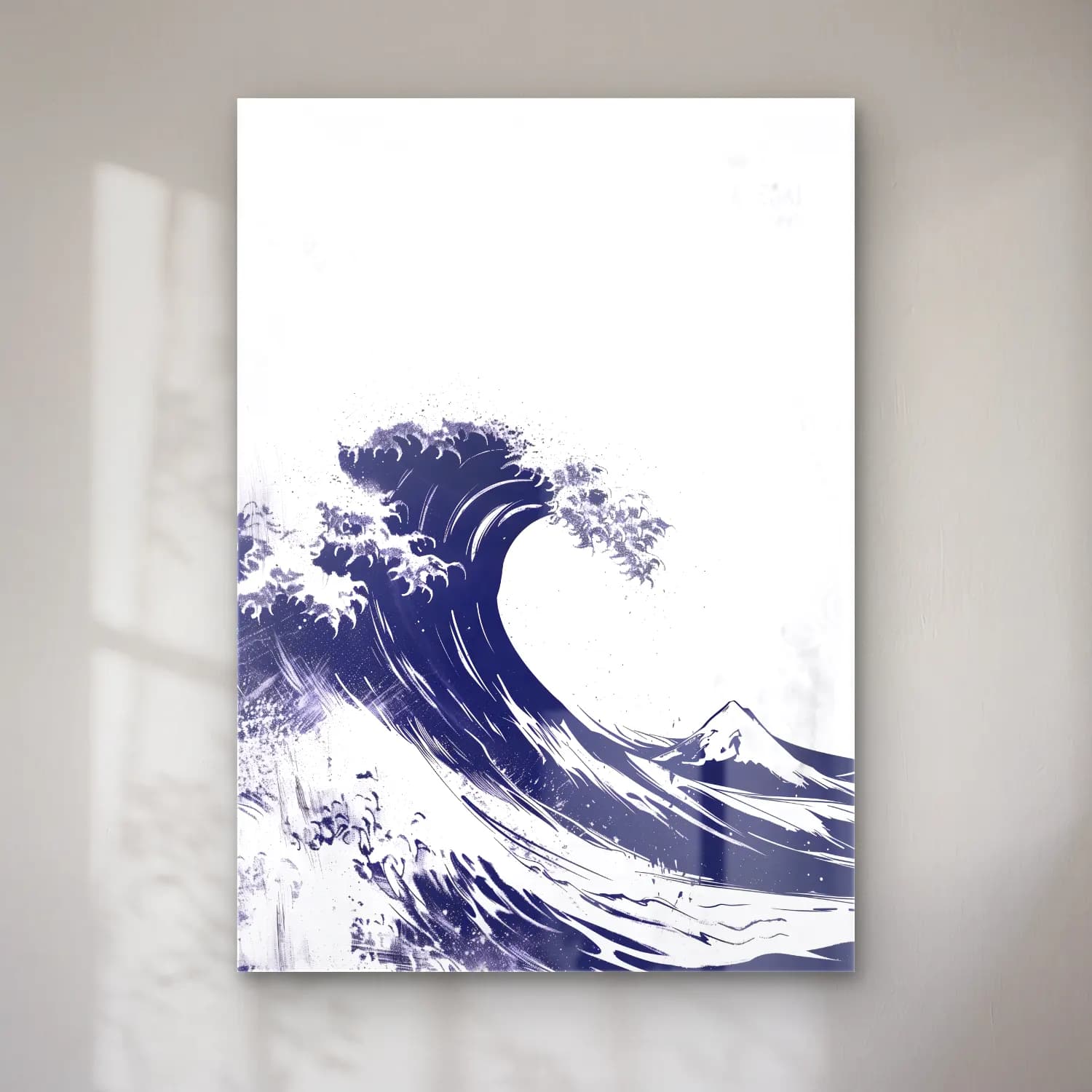 Simple Drawing – navy blue No. 23 cam tablo — Simple Drawing – navy blue No. 23 — vintage dalgalı sahil