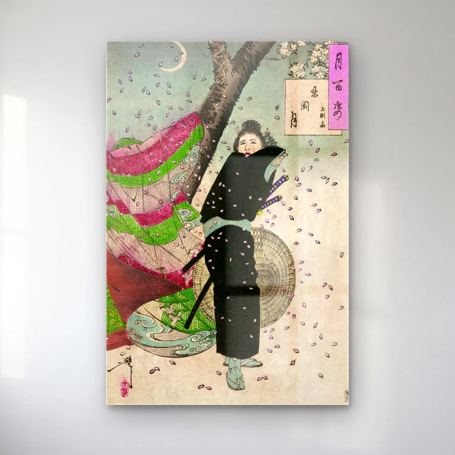 Japon Baskı Elbiseli Kadın cam tablo — Japon Baskı Elbiseli Kadın — japon baskı elbiseli kadın