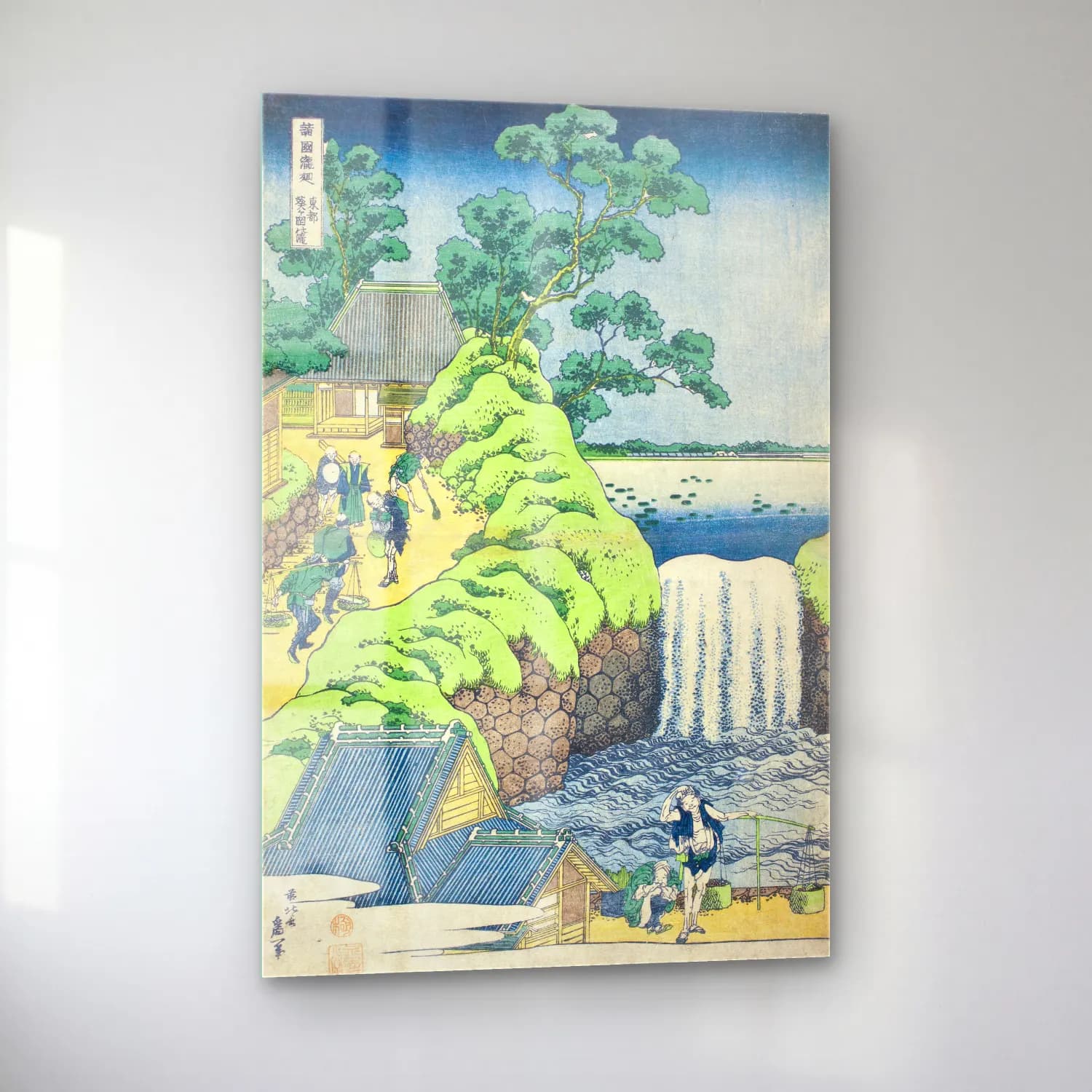 Katsushika Hokusai – Şelale cam tablo — sol açıdan görünüm