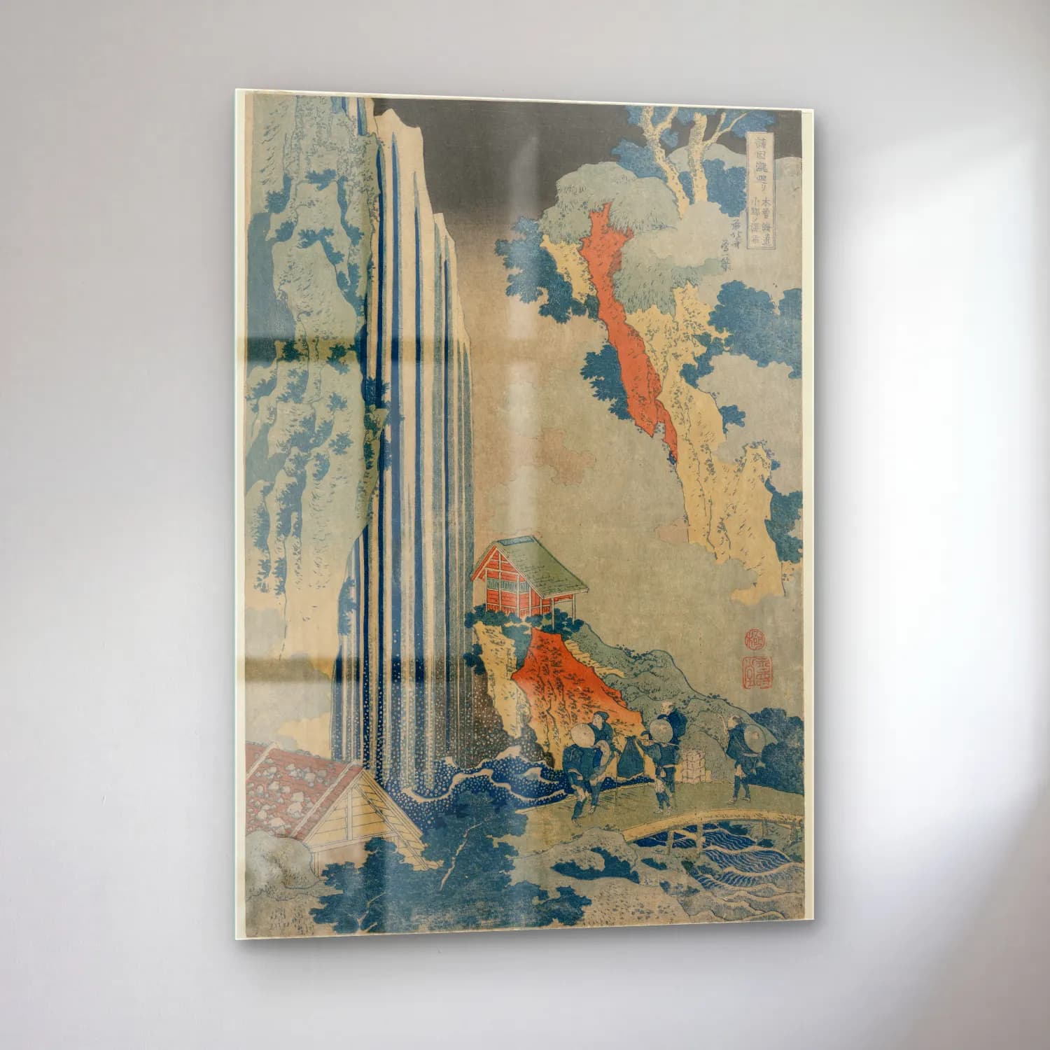 Katsushika Hokusai – Şelale No. 5 cam tablo — sol açıdan görünüm
