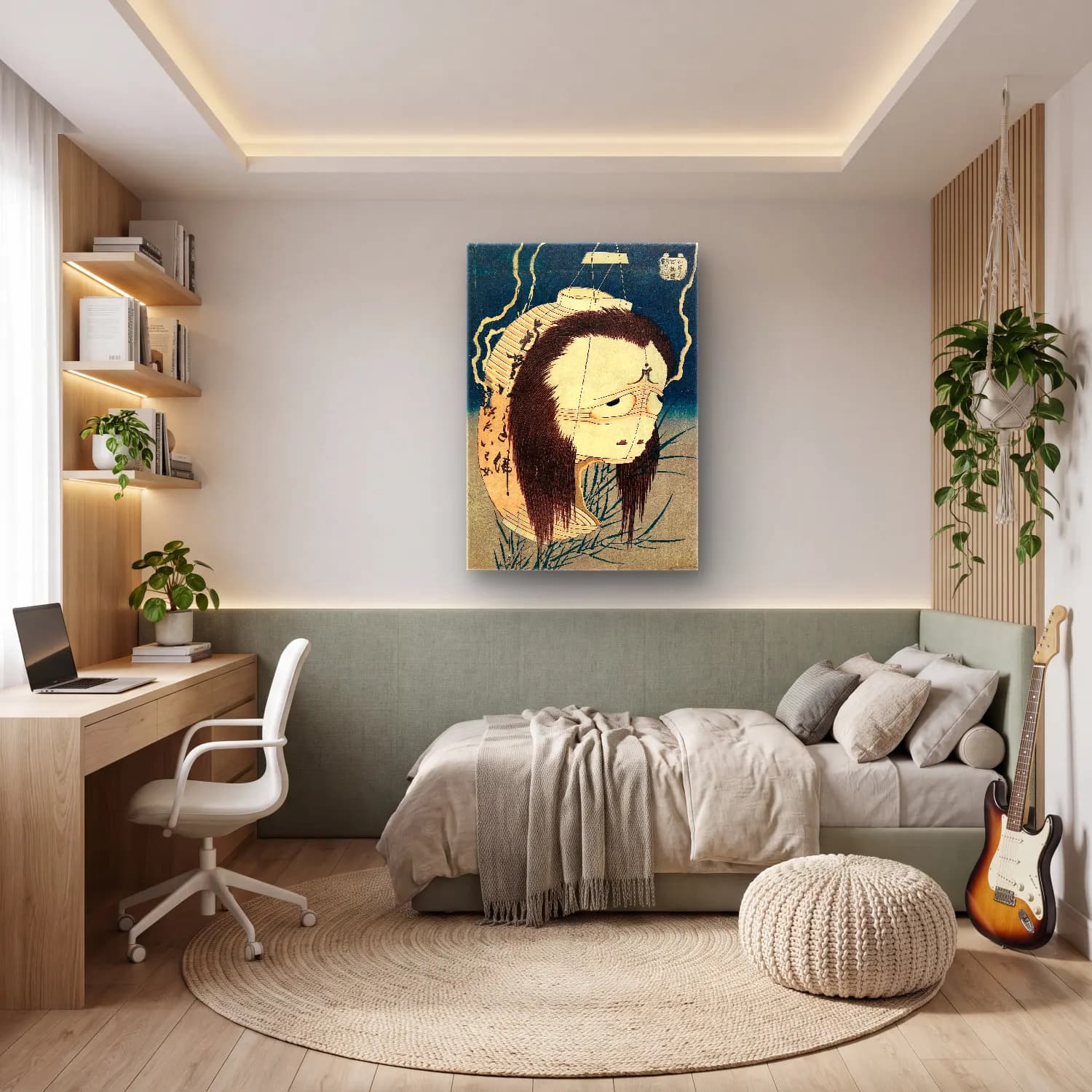Katsushika Hokusai – Erkek Portresi cam tablo — genç odasında