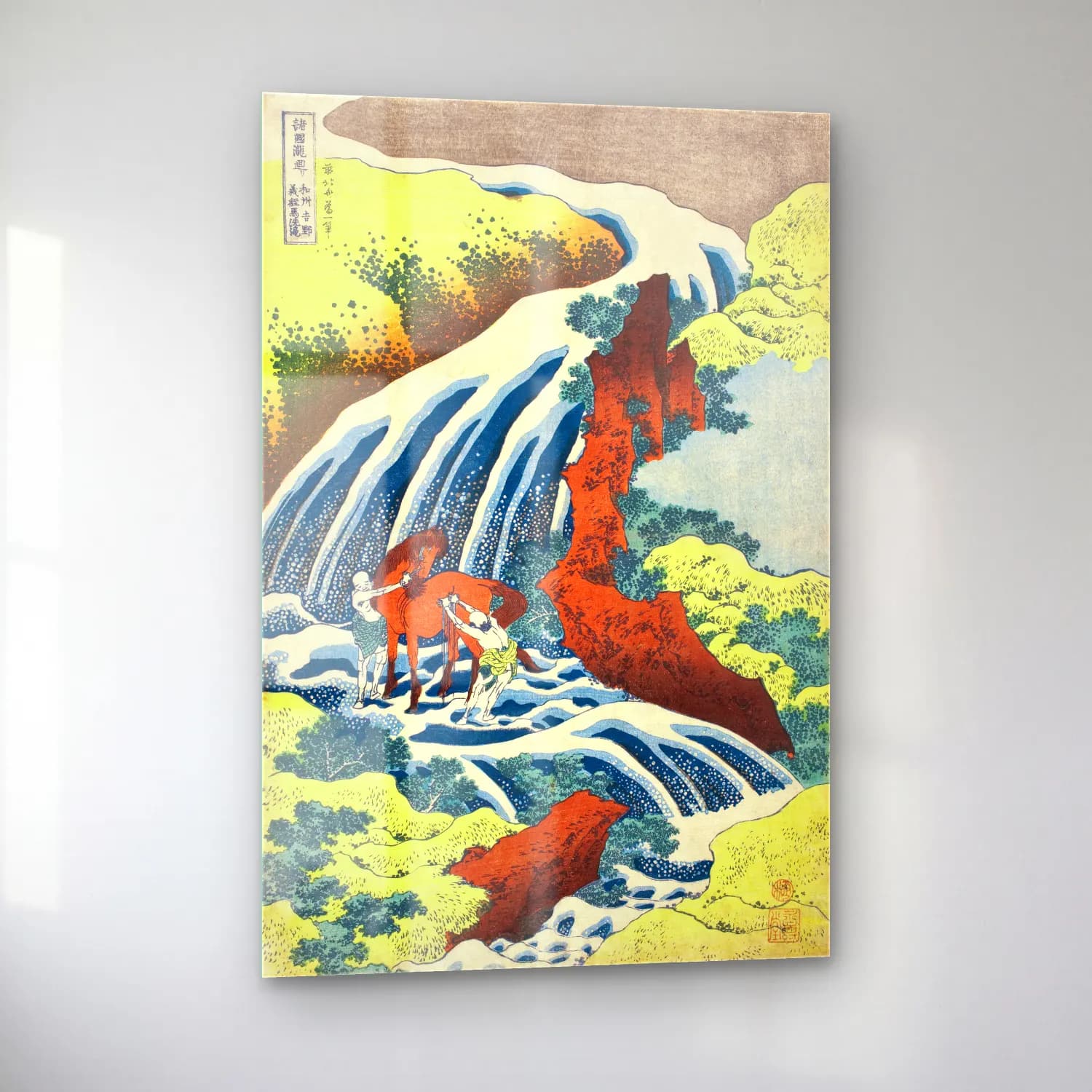 Katsushika Hokusai – Şelale No. 8 cam tablo — sol açıdan görünüm