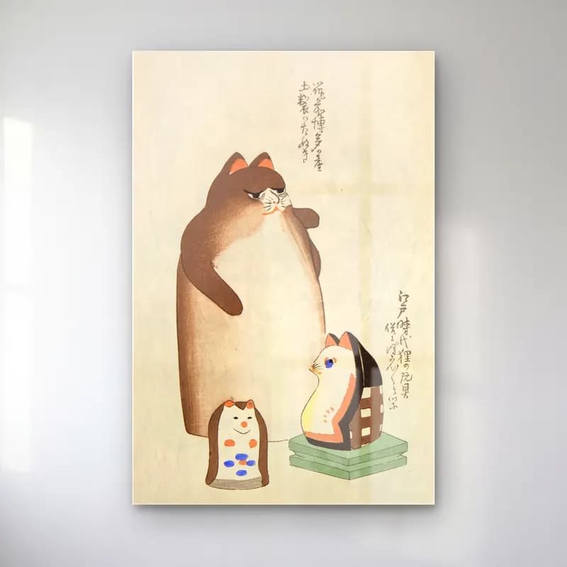 Japon Baskı Kedi No. 5 cam tablo — Japon Baskı Kedi No. 5 — japon baskı kedi