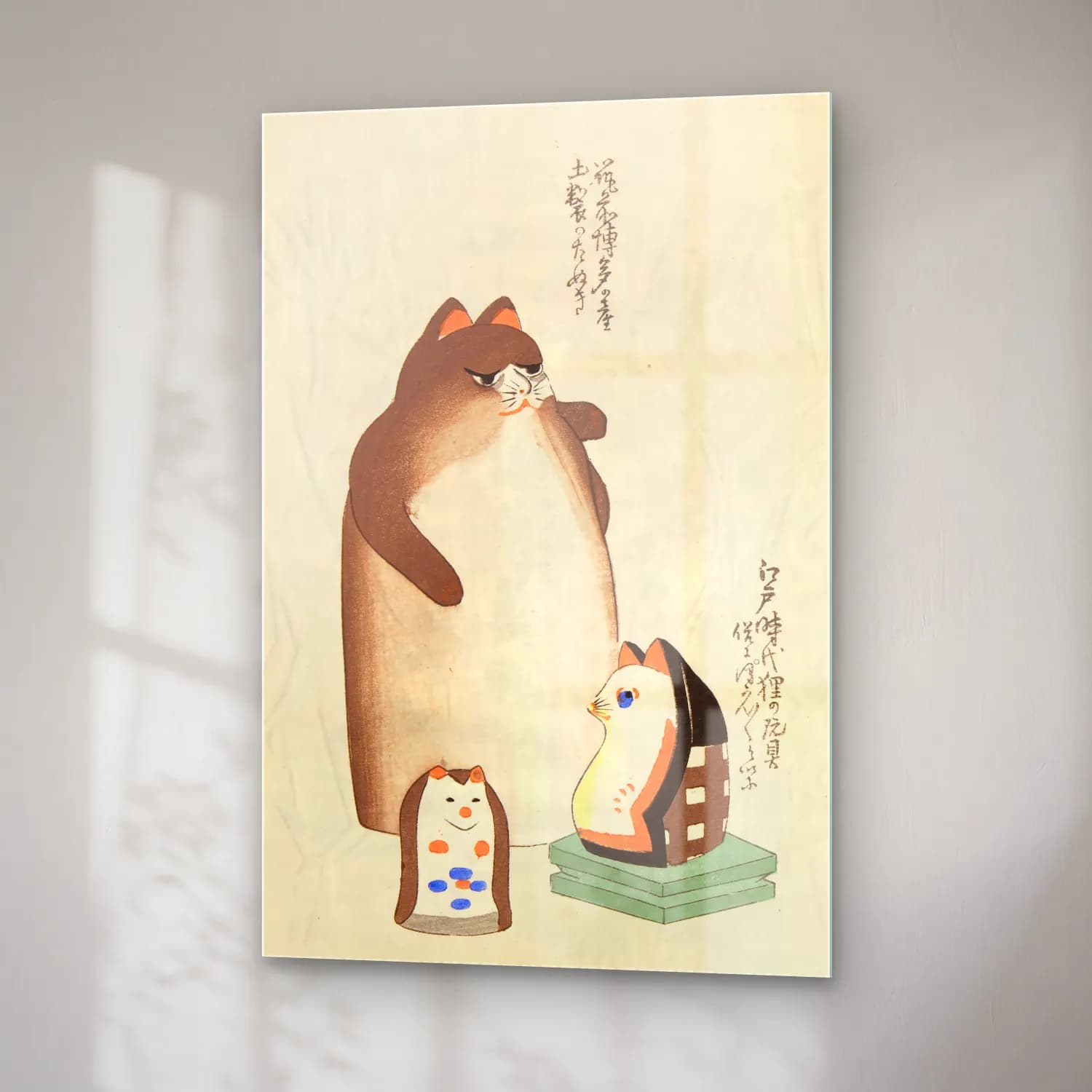 Japon Baskı Kedi No. 5 cam tablo — sağ açıdan görünüm