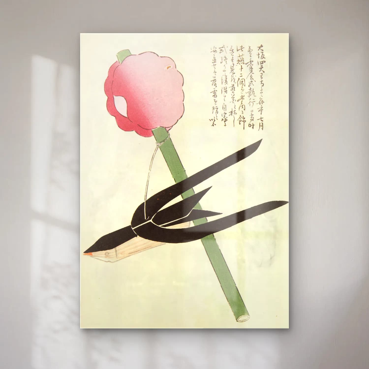 Japon Baskı Lotus Çiçekleri – Siyah Beyaz Tonlar cam tablo — Japon Baskı Lotus Çiçekleri – Siyah Beyaz Tonlar — japon baskı lotus çiçekleri