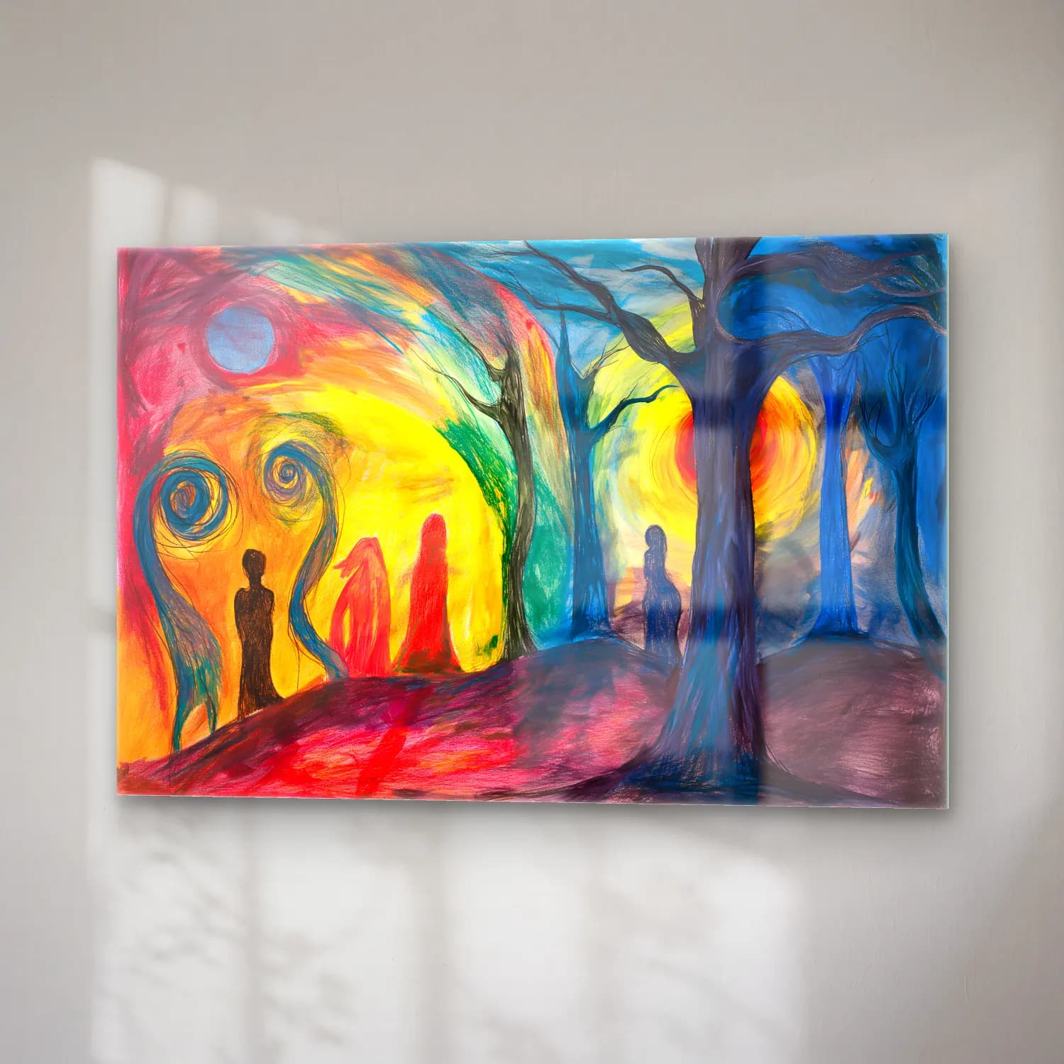 Suluboya Mitolojik Sahne cam tablo — sağ açıdan görünüm