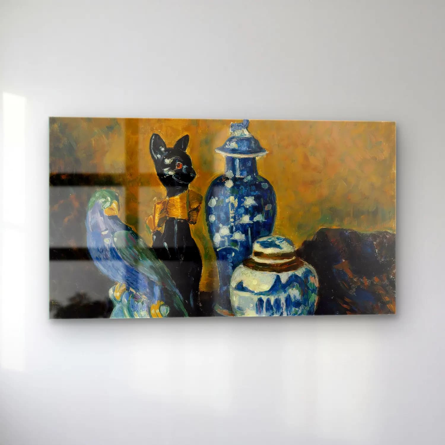 Alfred William Finch – Still Life with Blue Figurines cam tablo — sol açıdan görünüm