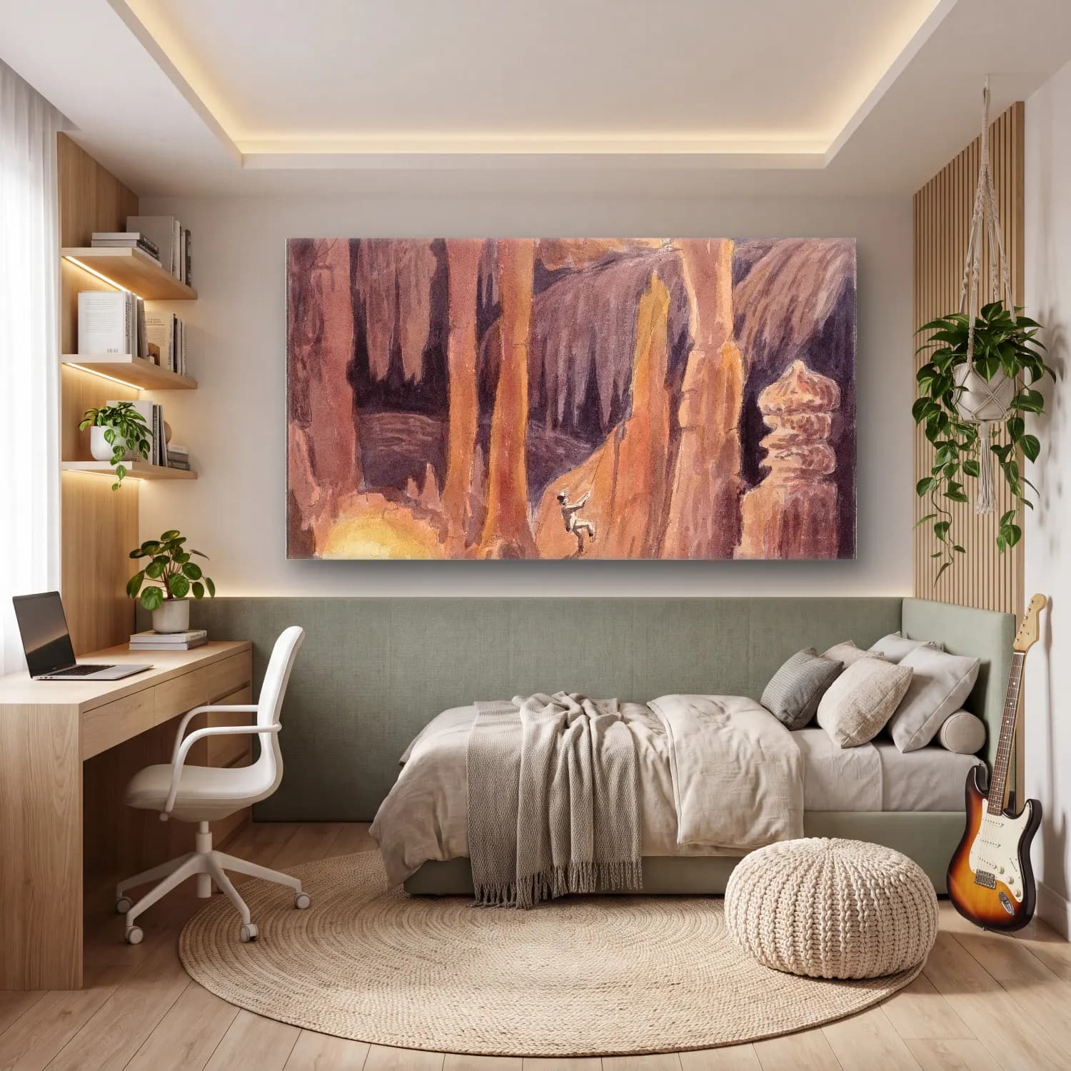 Charles Hamilton Smith – Grotto of Montserrat cam tablo — genç odasında