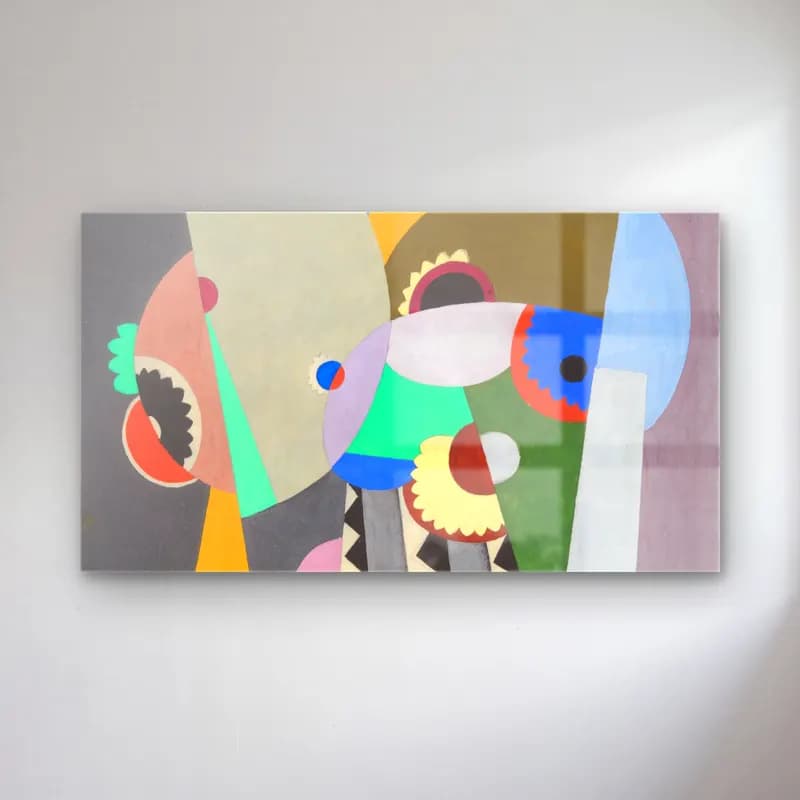 Georges Valmier – Composition – Sarı Tonlar cam tablo — Georges Valmier – Composition – Sarı Tonlar — modern soyut soyut formlar