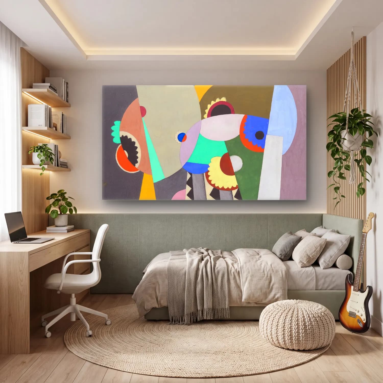 Georges Valmier – Composition – Sarı Tonlar cam tablo — genç odasında