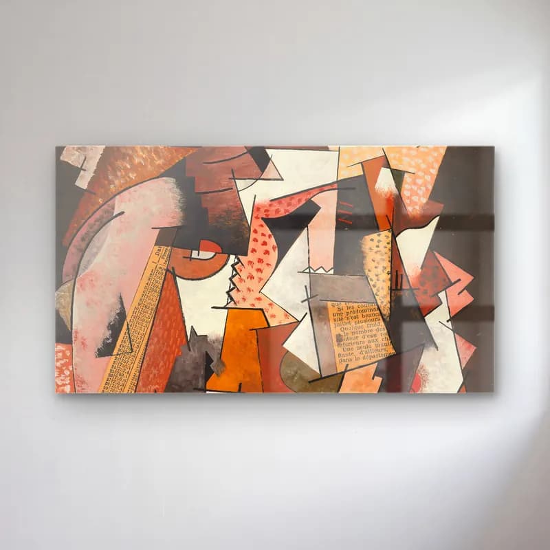 Georges Valmier – Composition au papier journal cam tablo — Georges Valmier – Composition au papier journal — modern soyut soyut formlar