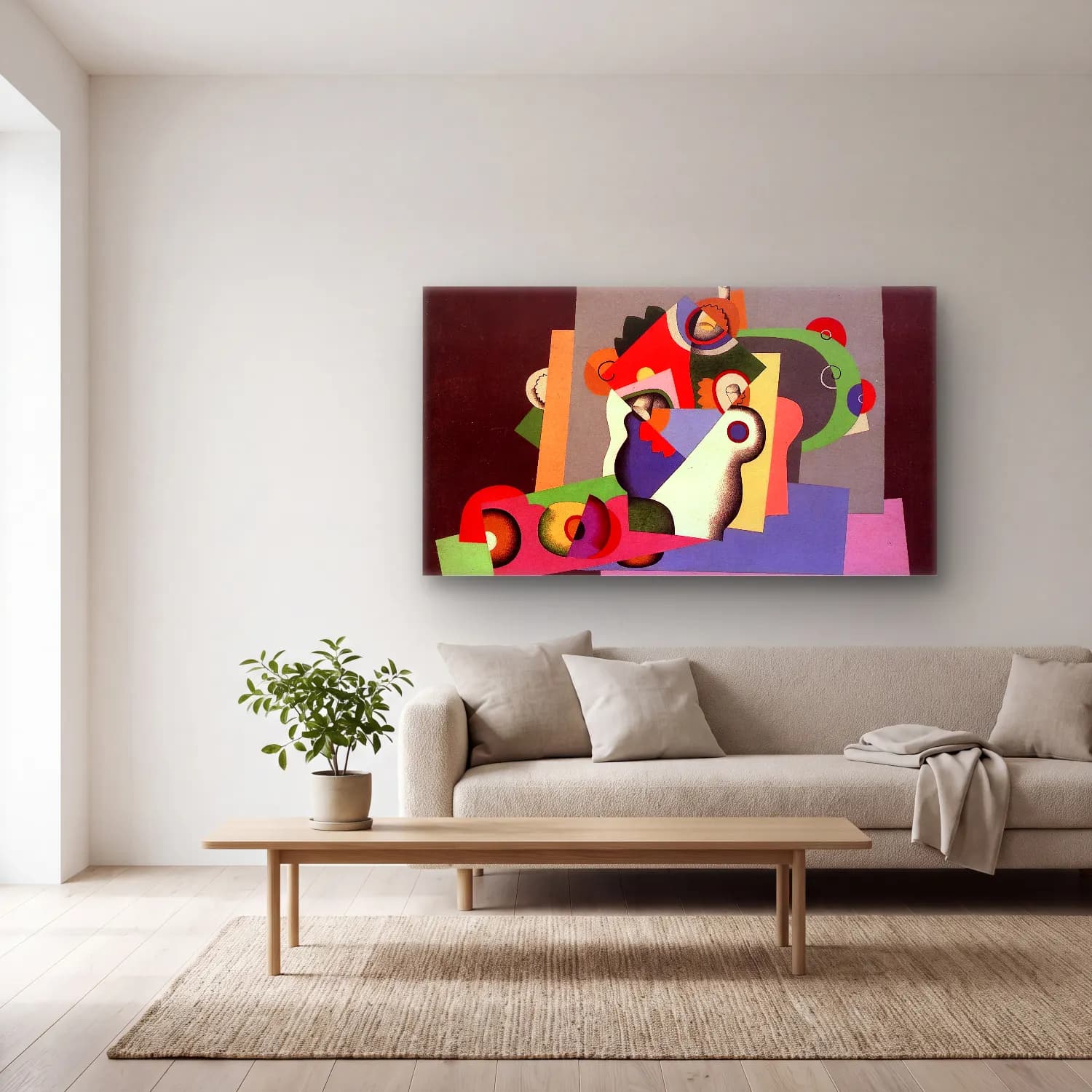 Georges Valmier – Composition with flowers cam tablo — açık renk salonda