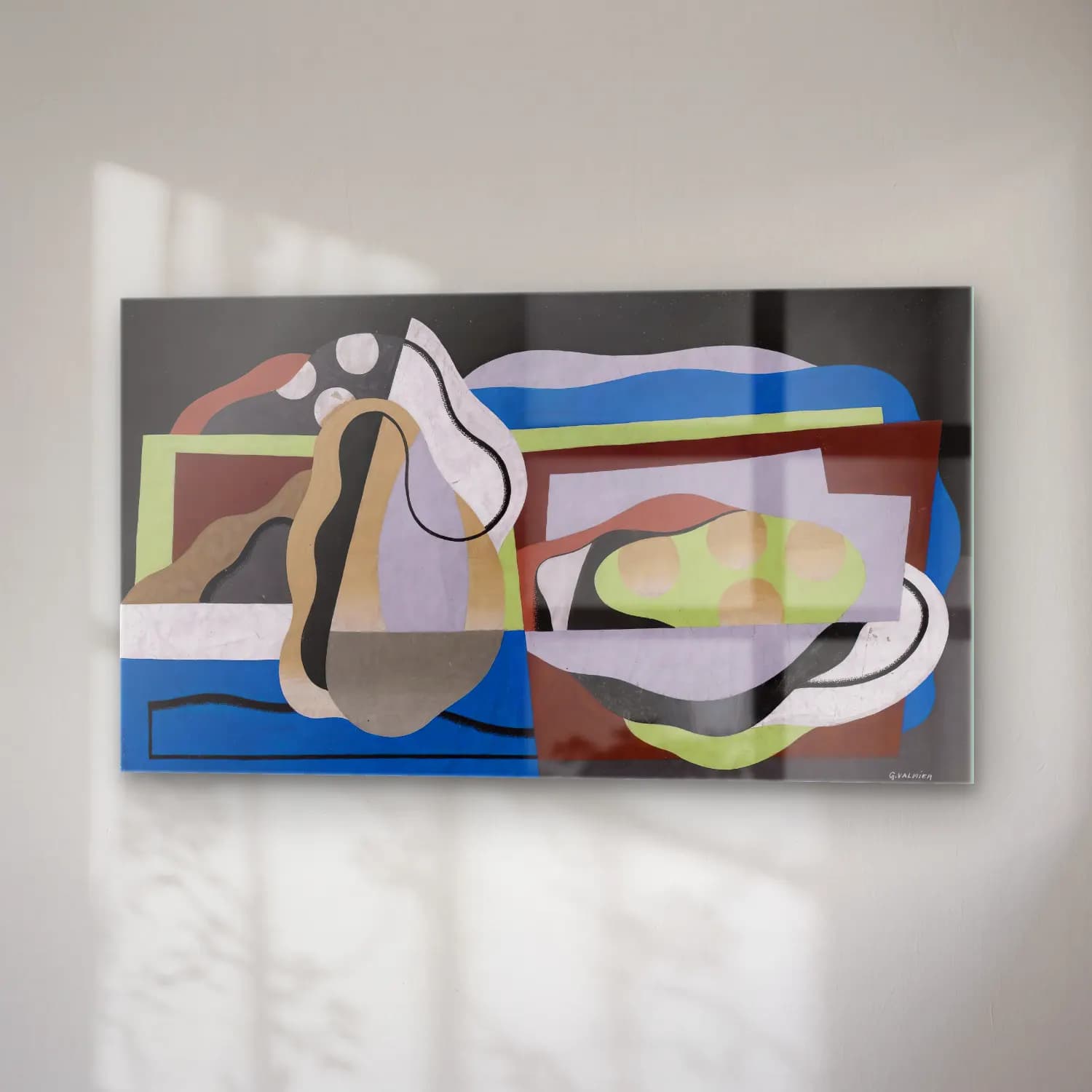 Georges Valmier – Composition, Motif Decoratif (circa 1925-1930) cam tablo — sağ açıdan görünüm