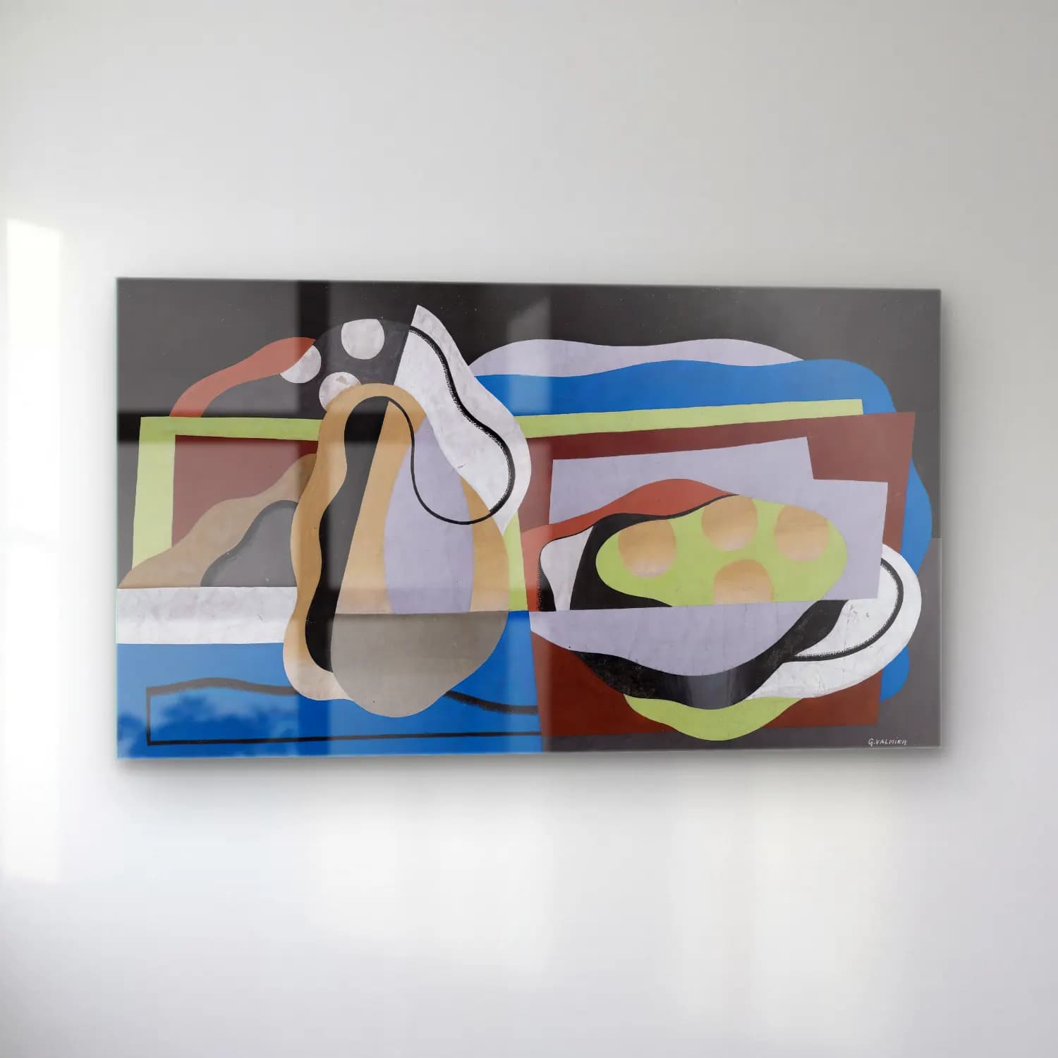 Georges Valmier – Composition, Motif Decoratif (circa 1925-1930) cam tablo — sol açıdan görünüm