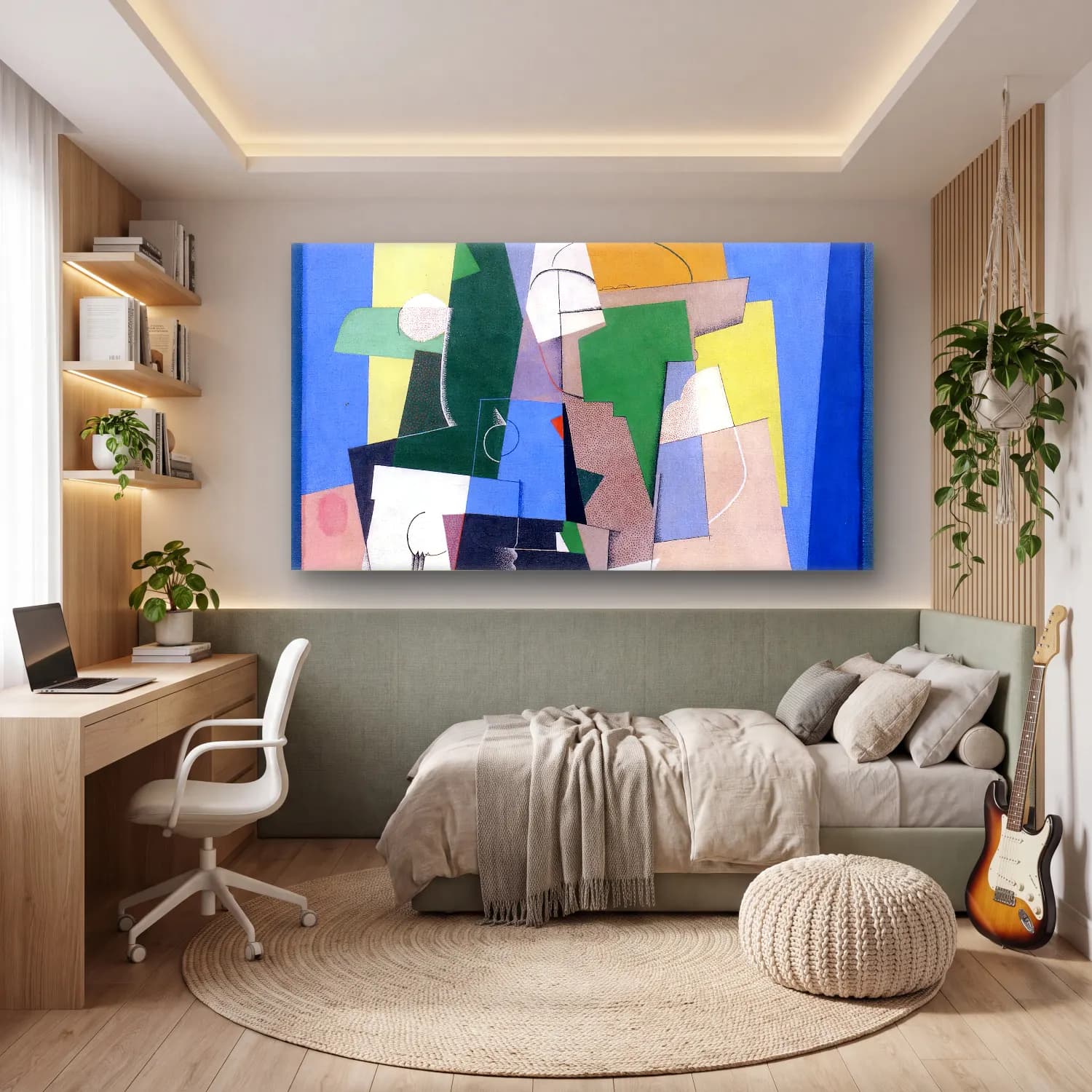 Georges Valmier – Cubist Composition cam tablo — genç odasında