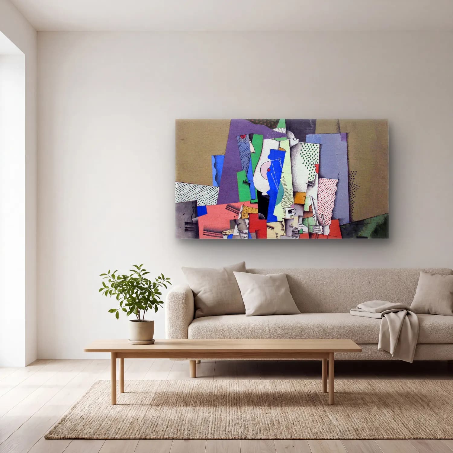 Georges Valmier – Geometrical still life II cam tablo — açık renk salonda