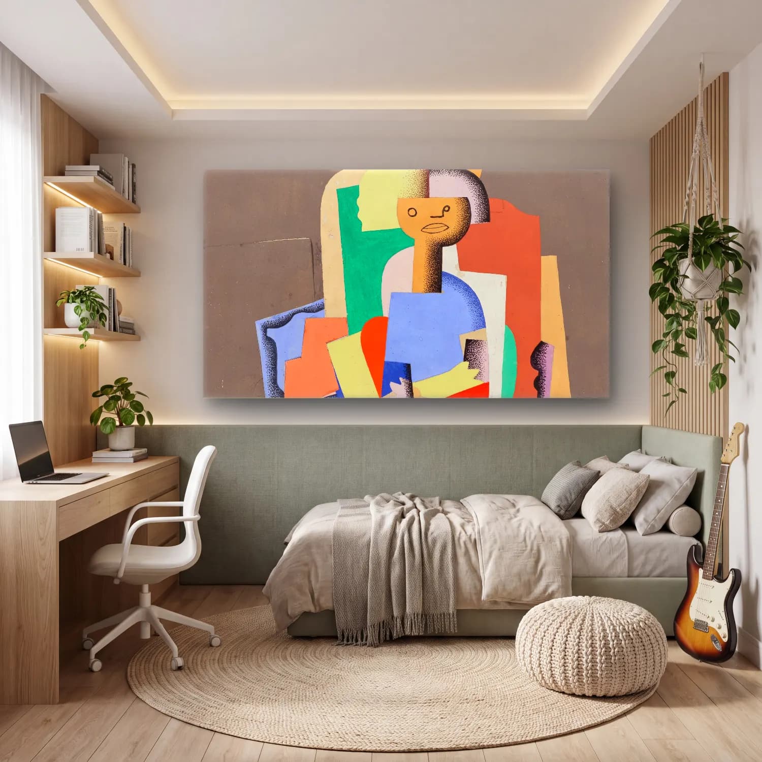 Georges Valmier – Jeune fille assise cam tablo — genç odasında