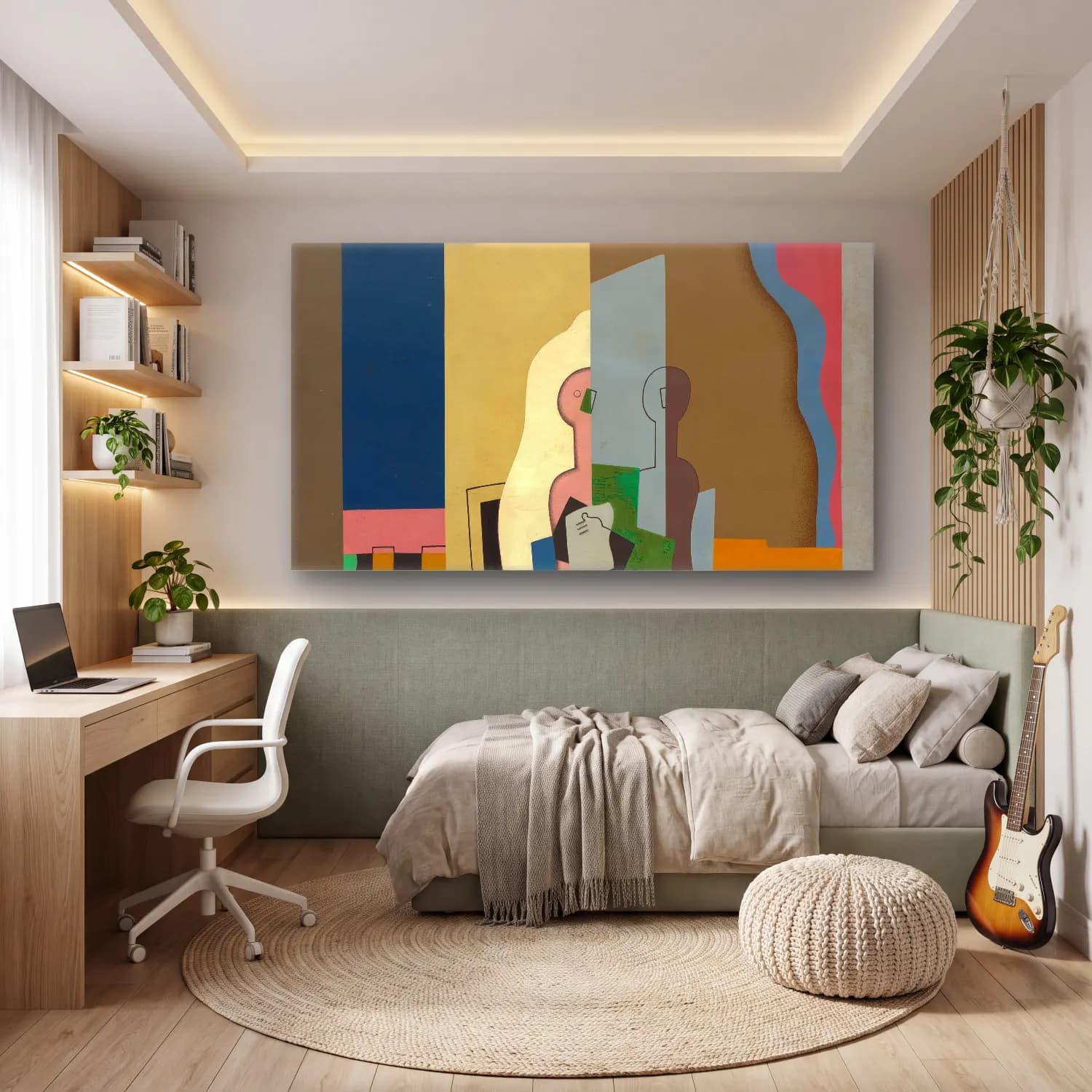 Georges Valmier – Lavans-lès-Saint-Claude, Jura, Femmes au balcon cam tablo — genç odasında
