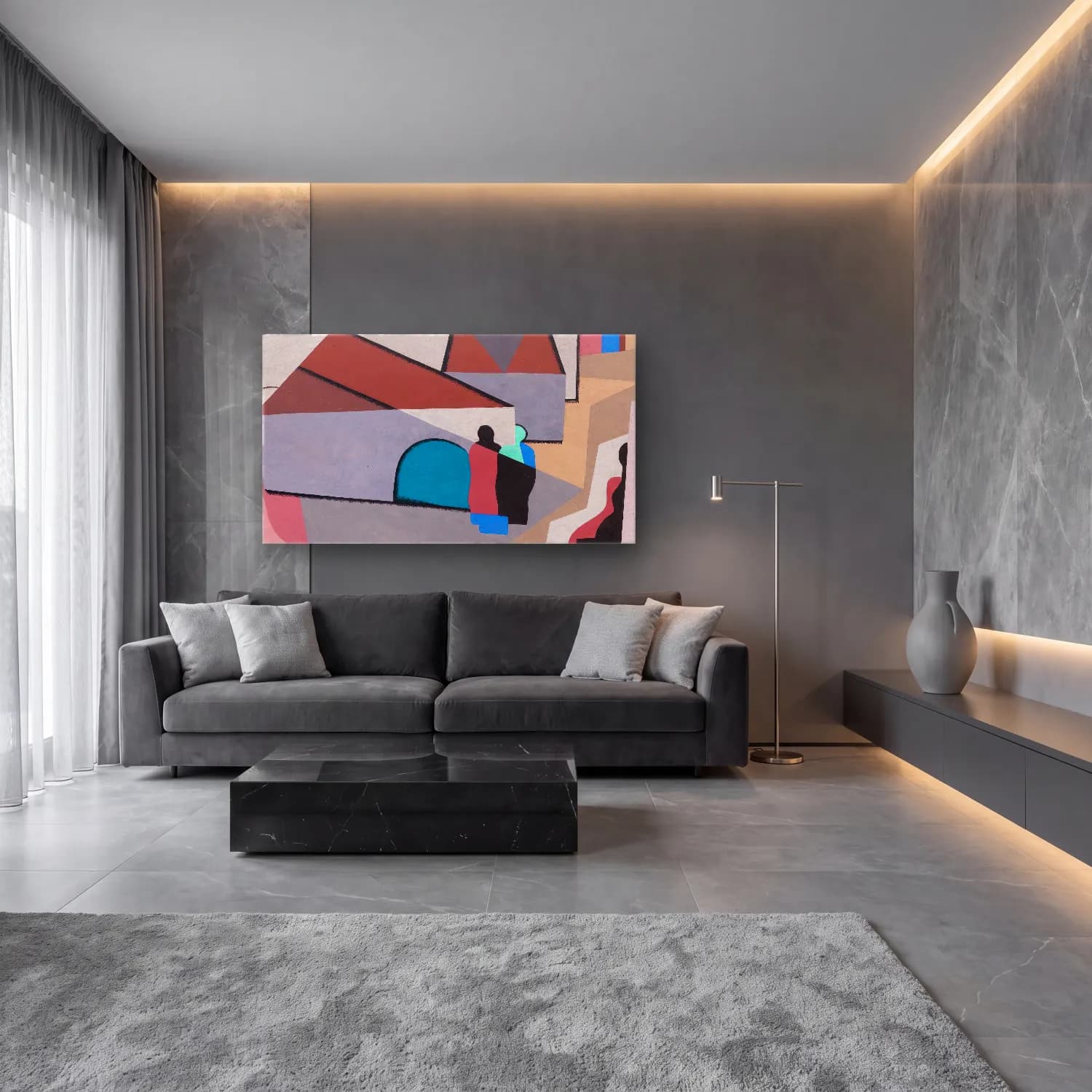 Georges Valmier – Le Village cam tablo — lüks salon duvarında