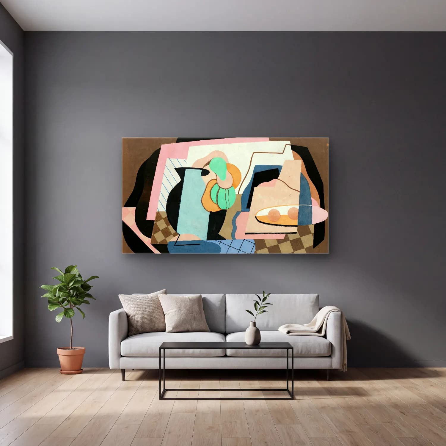 Georges Valmier – Nature Morte cam tablo — gri duvarlı salonda