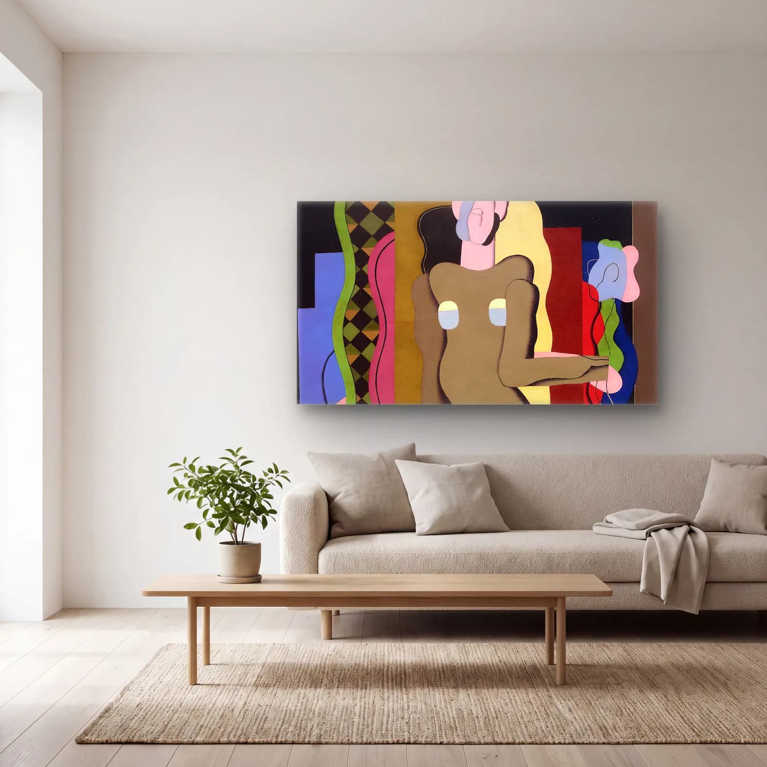 Georges Valmier – Nude with a flower cam tablo — açık renk salonda