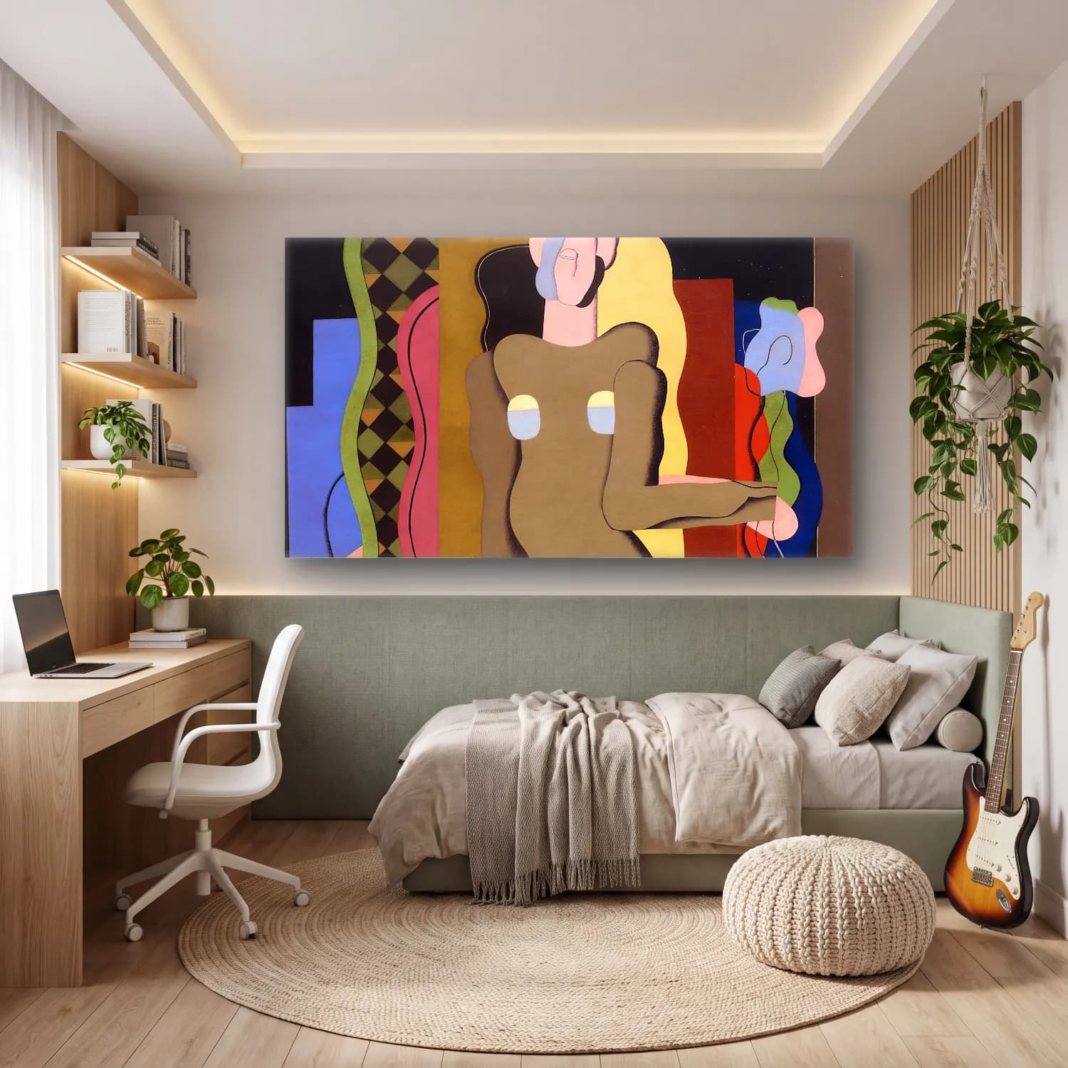 Georges Valmier – Nude with a flower cam tablo — genç odasında