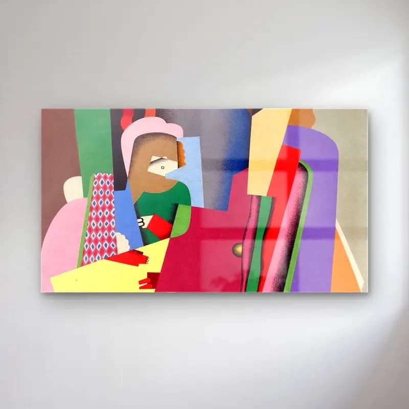 Georges Valmier – The piano lesson cam tablo — Georges Valmier – The piano lesson — modern soyut soyut yüz
