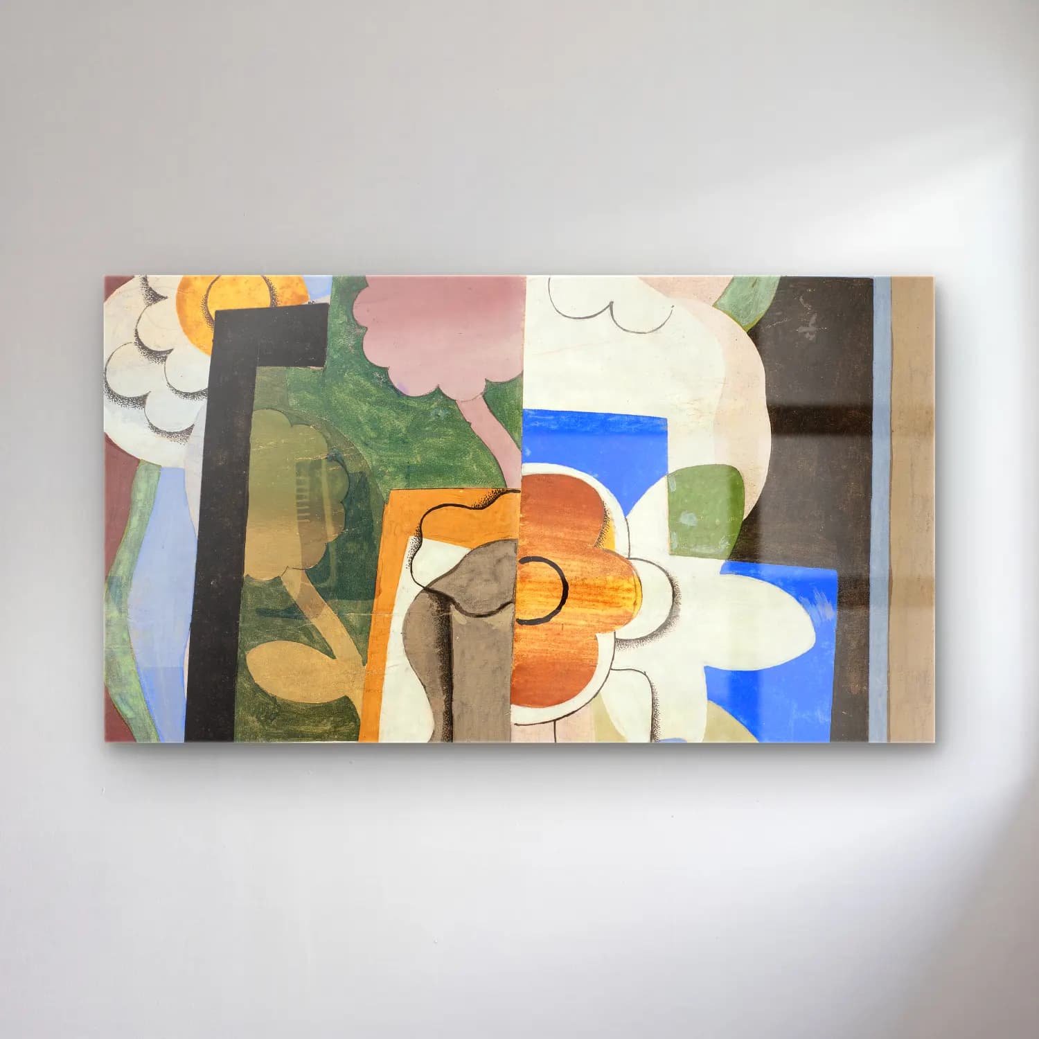 Georges Valmier – Vase de fleurs – Bej Tonlar cam tablo — Georges Valmier – Vase de fleurs – Bej Tonlar — modern soyut soyut formlar