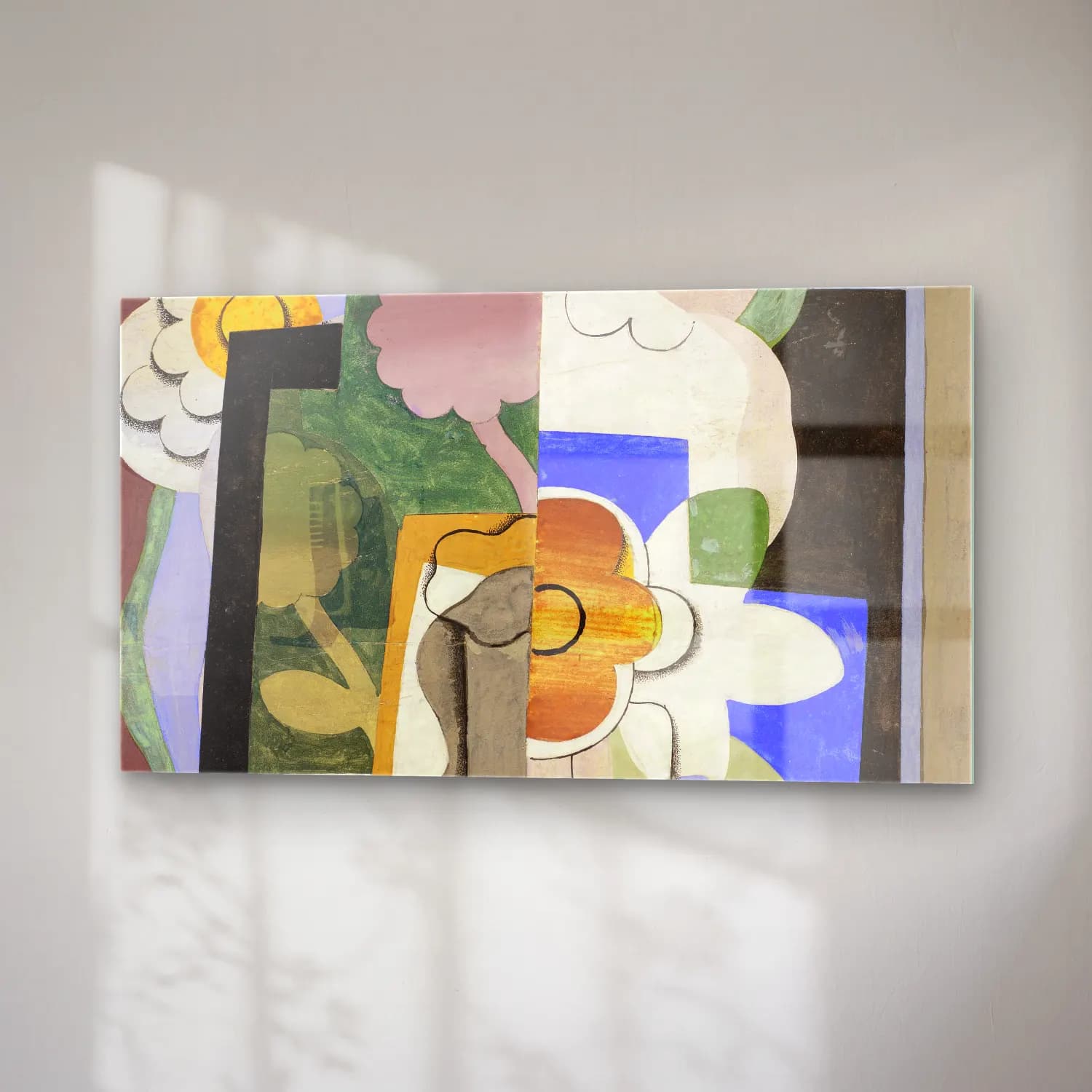 Georges Valmier – Vase de fleurs – Bej Tonlar cam tablo — sağ açıdan görünüm