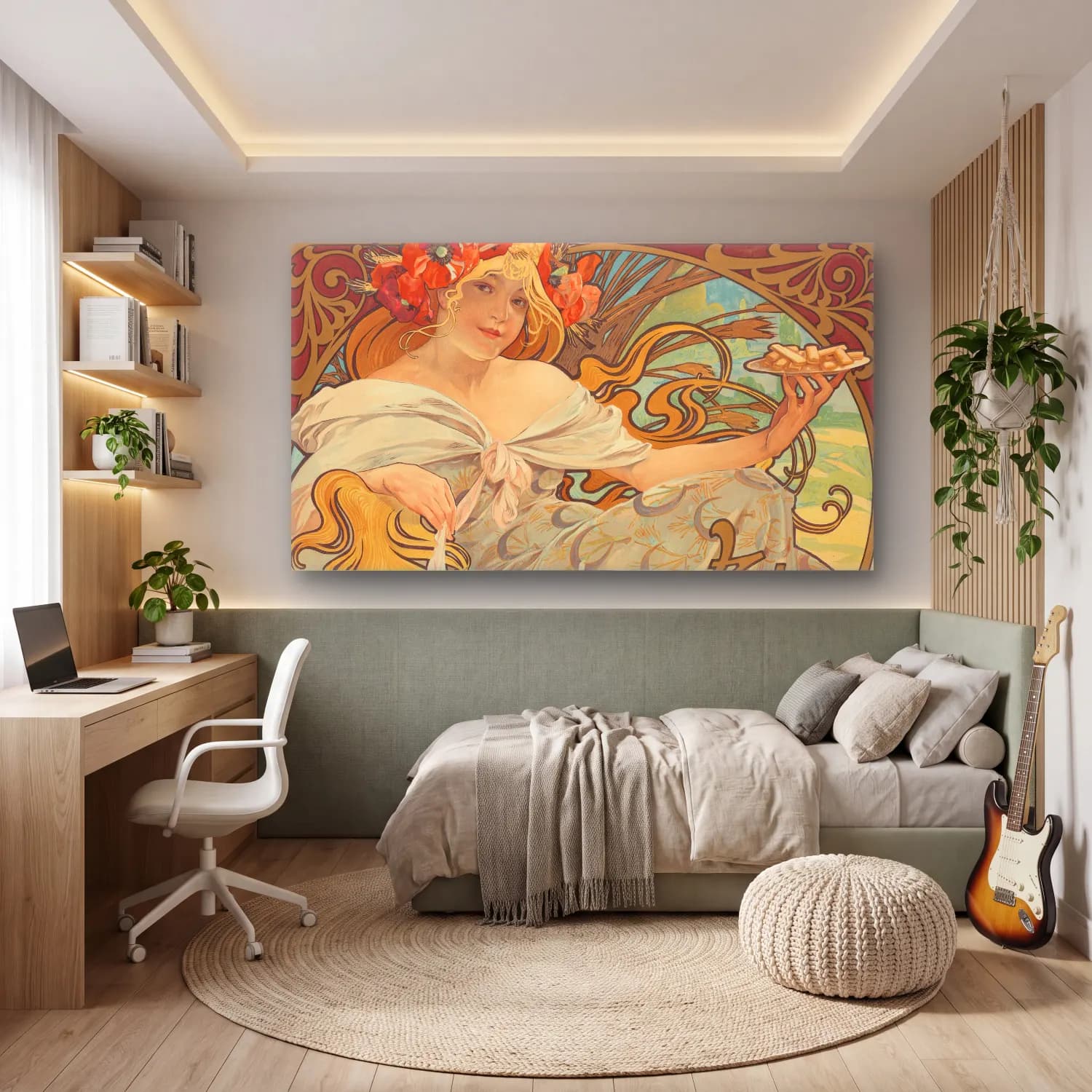 Alphonse Mucha – Biscuits Lefèvre-Utile cam tablo — genç odasında