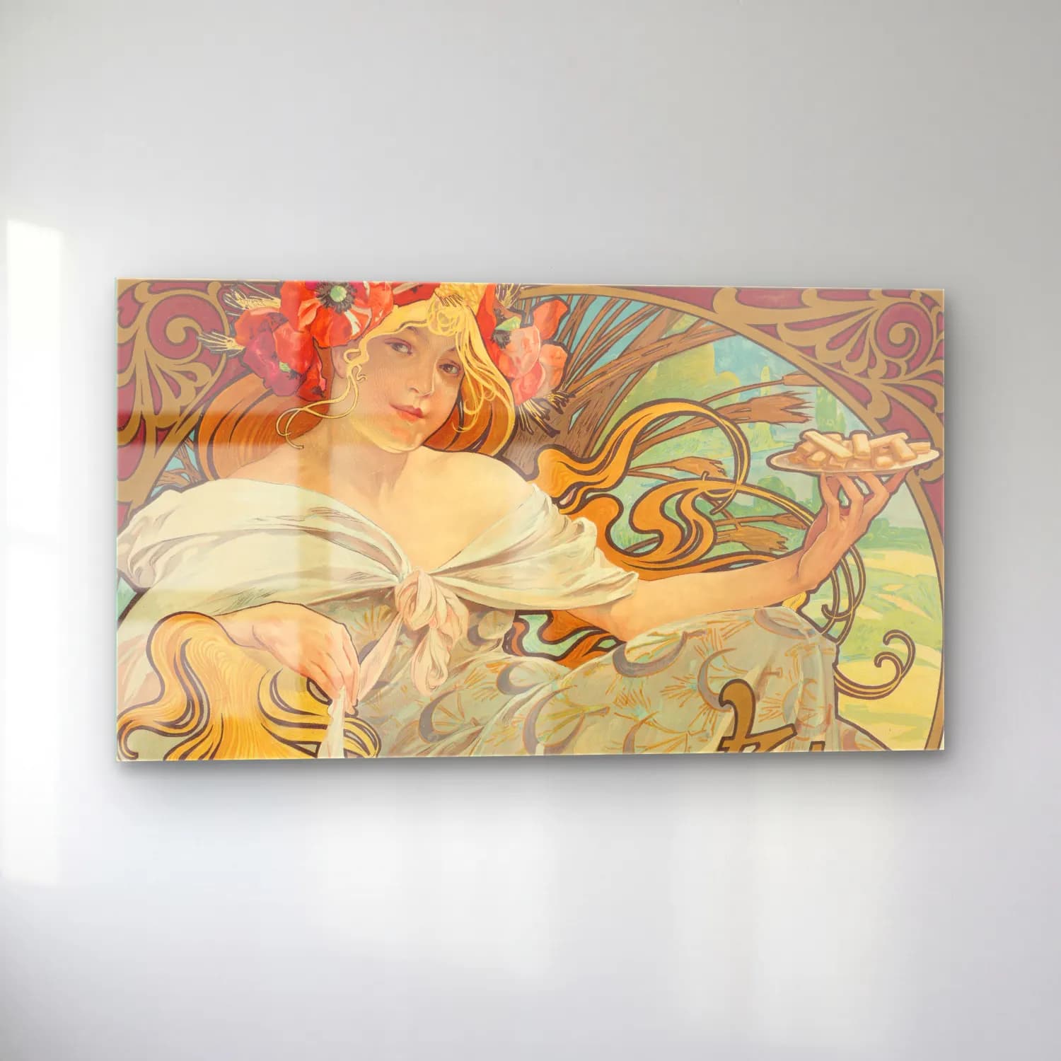 Alphonse Mucha – Biscuits Lefèvre-Utile cam tablo — sol açıdan görünüm