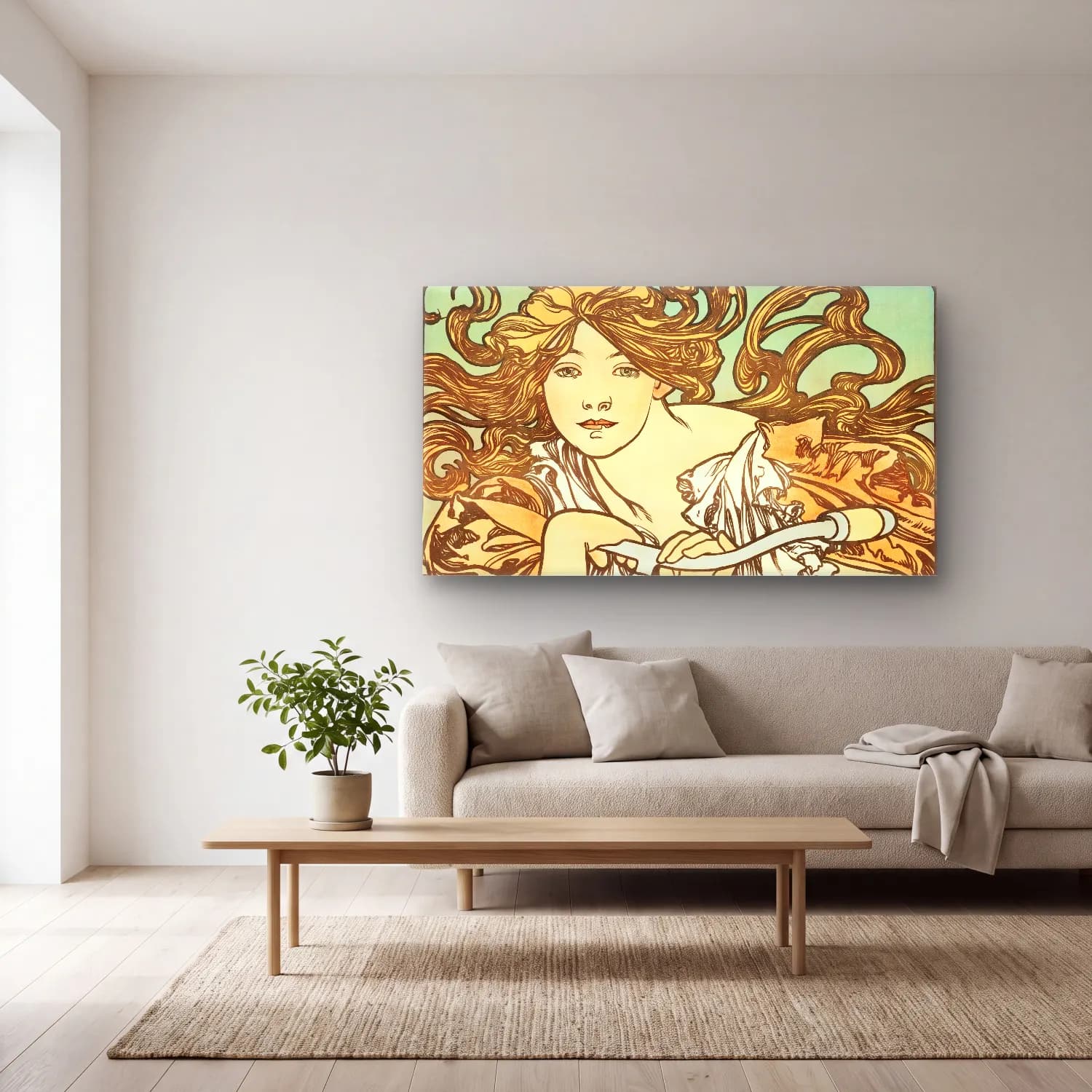 Alphonse Mucha – Cycles Perfecta cam tablo — açık renk salonda