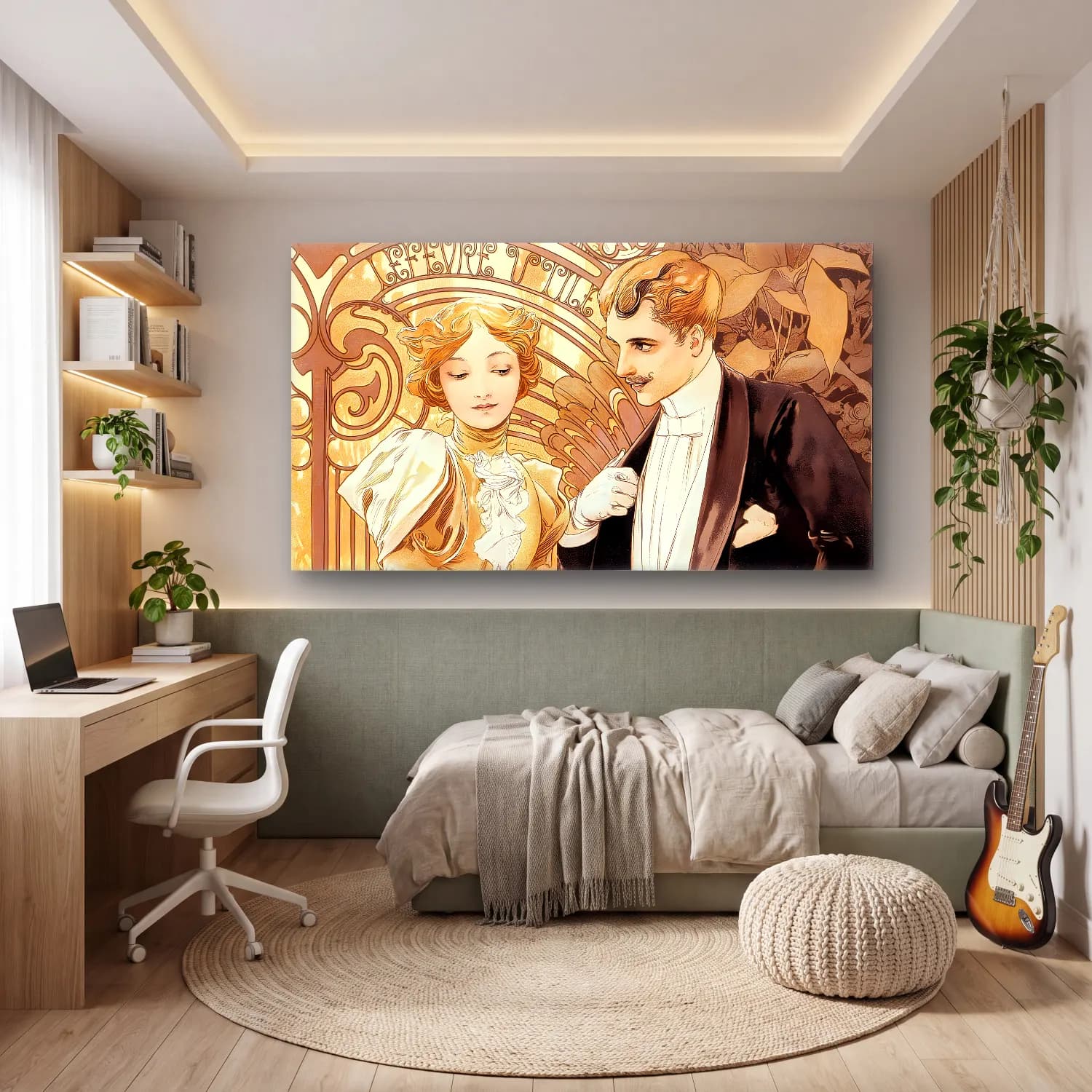 Alphonse Mucha – Flirt cam tablo — genç odasında