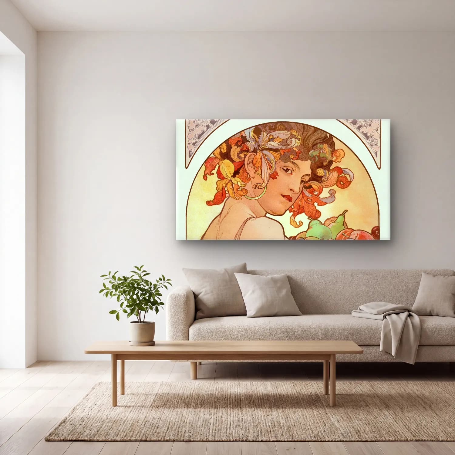 Alphonse Mucha – Fruit chromolithograph cam tablo — açık renk salonda