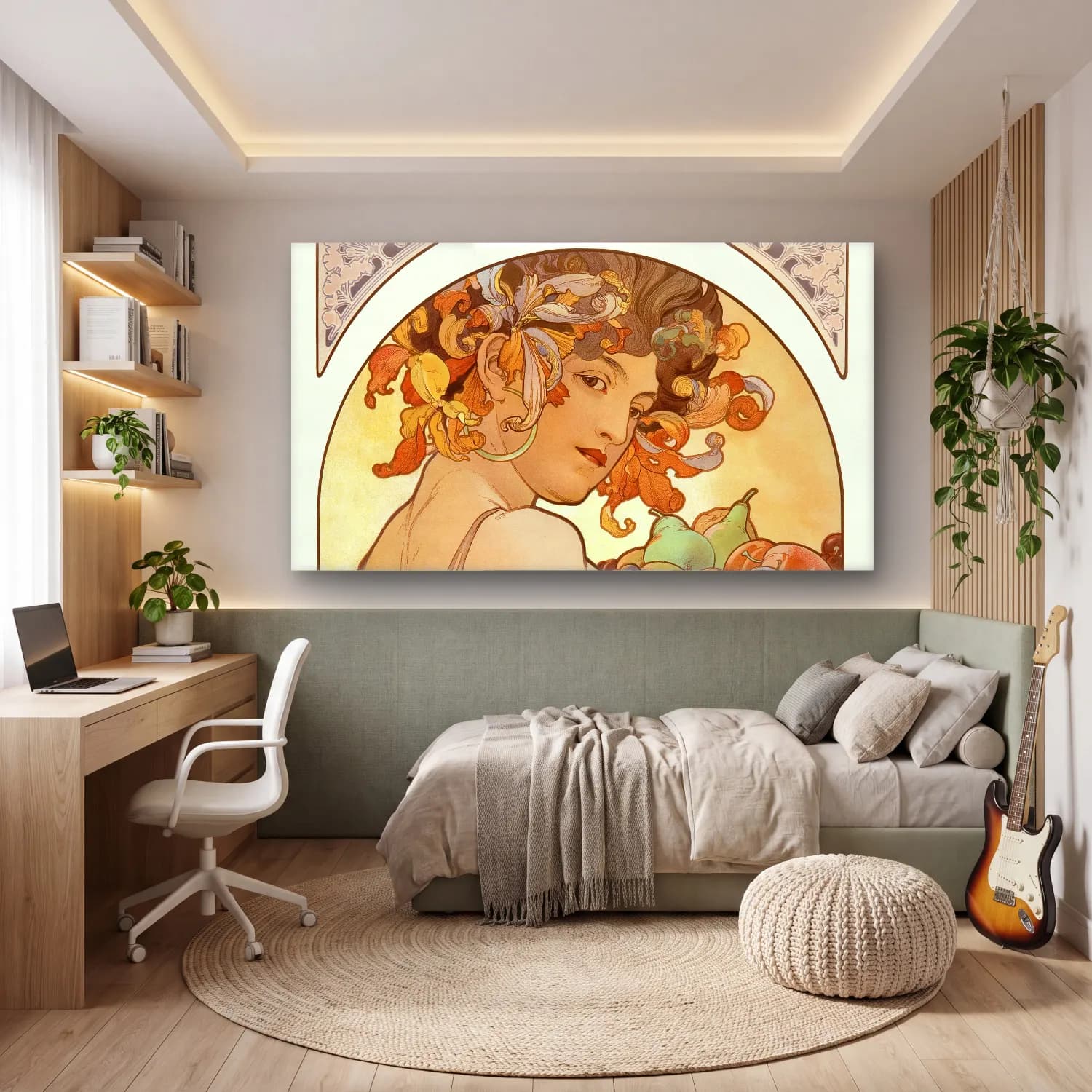 Alphonse Mucha – Fruit chromolithograph cam tablo — genç odasında